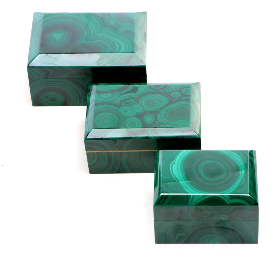 Handcrafted Malachite Trinket Boxes
