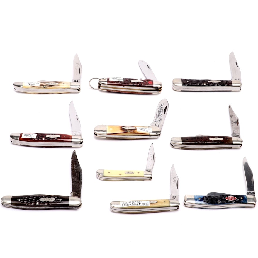 Collection of 10 Case® Folding Knives Including 1973 RedBone Scout