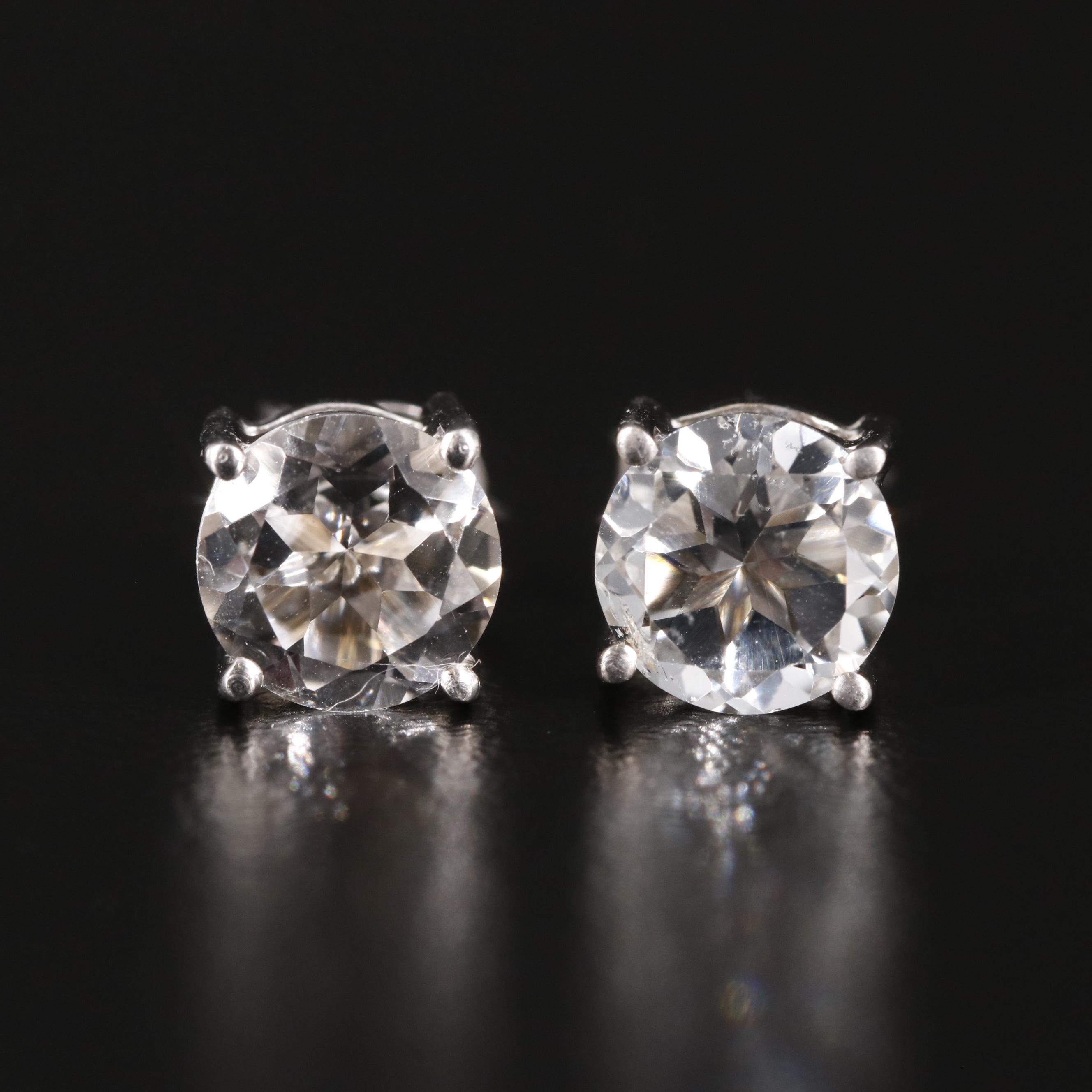 Sterling White Topaz Stud Earrings