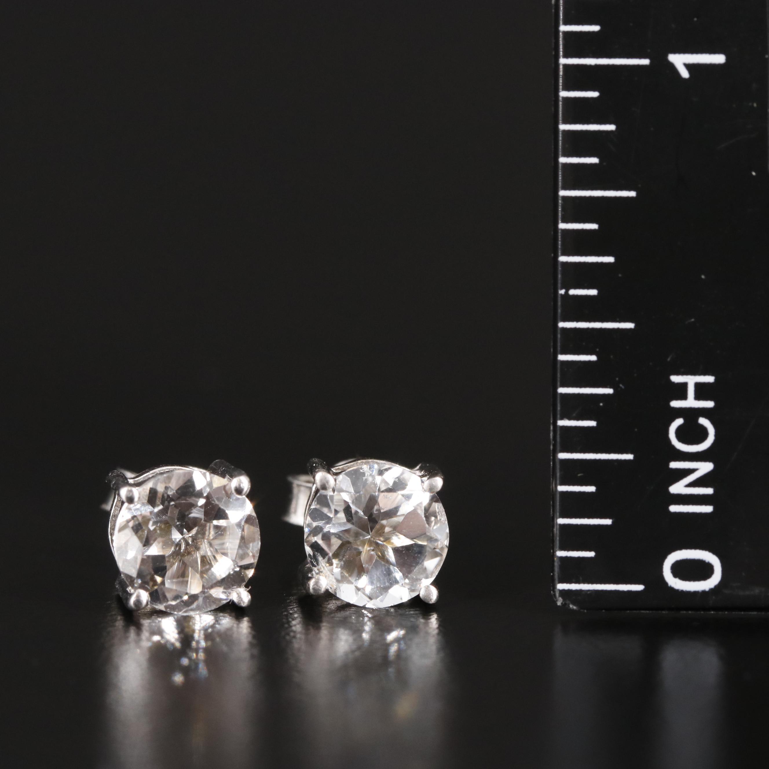 Sterling White Topaz Stud Earrings