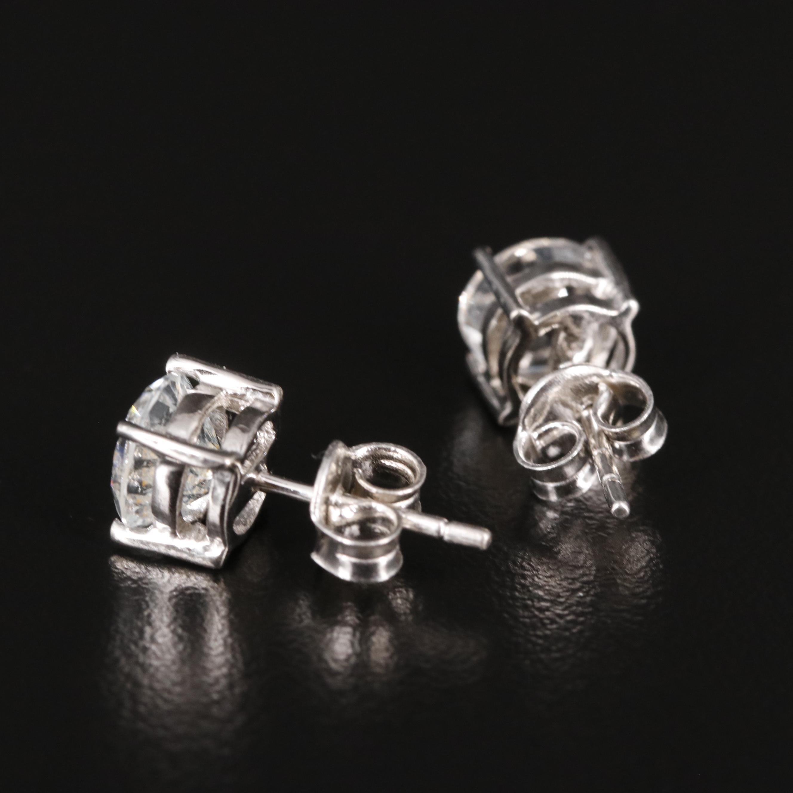 Sterling White Topaz Stud Earrings