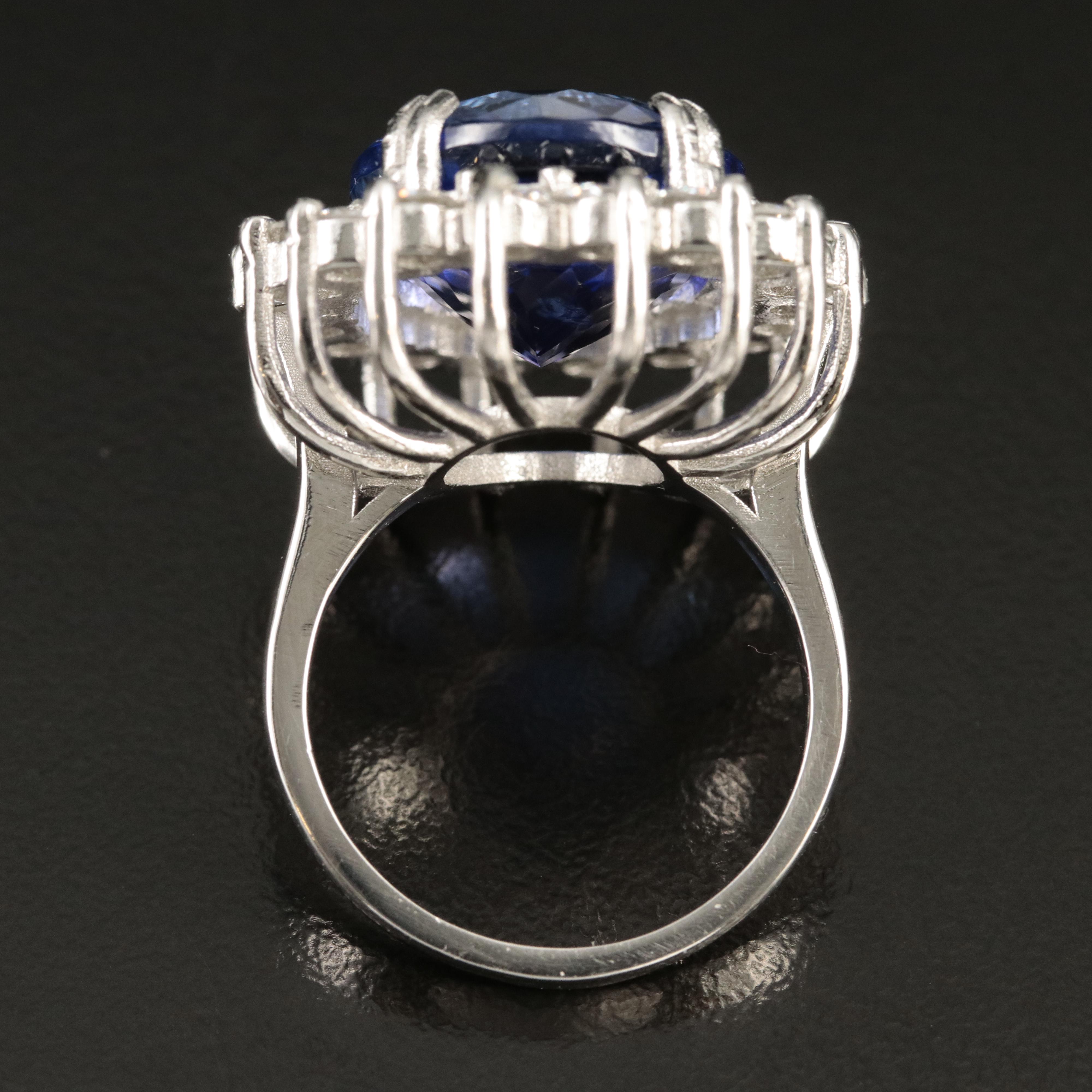 Platinum 15.98 CT Tanzanite and 2.10 CTW Diamond Ring with GIA Report