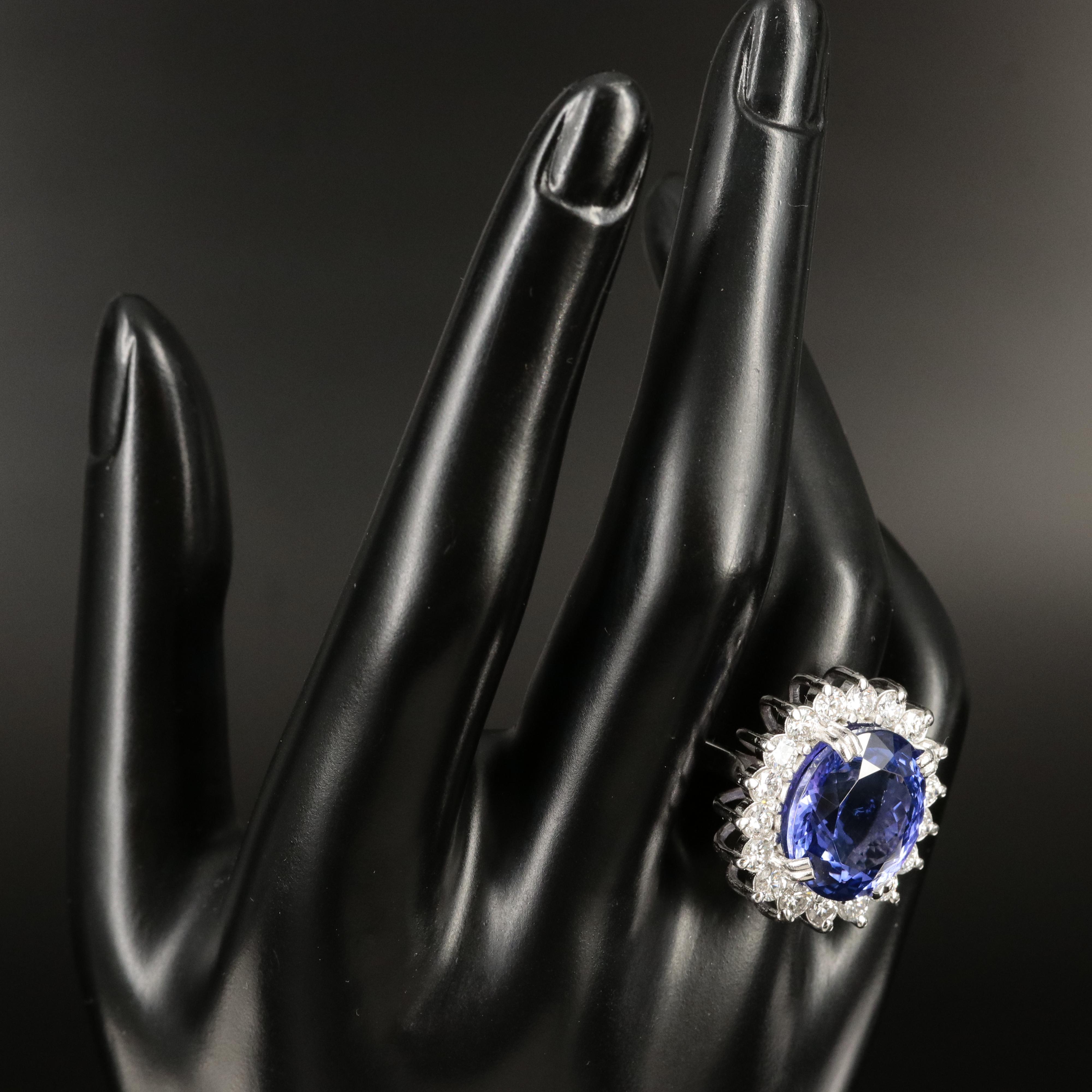 Platinum 15.98 CT Tanzanite and 2.10 CTW Diamond Ring with GIA Report