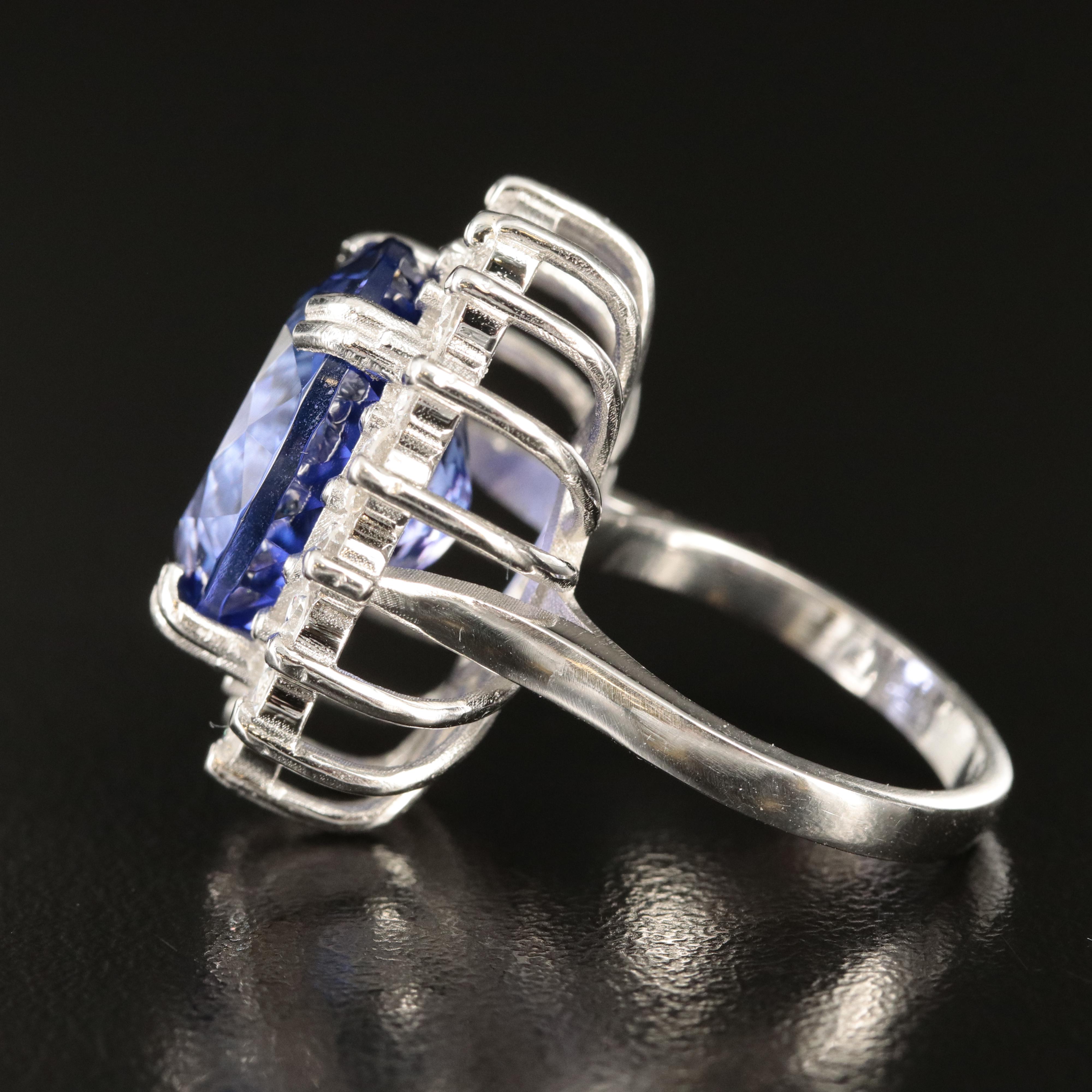 Platinum 15.98 CT Tanzanite and 2.10 CTW Diamond Ring with GIA Report