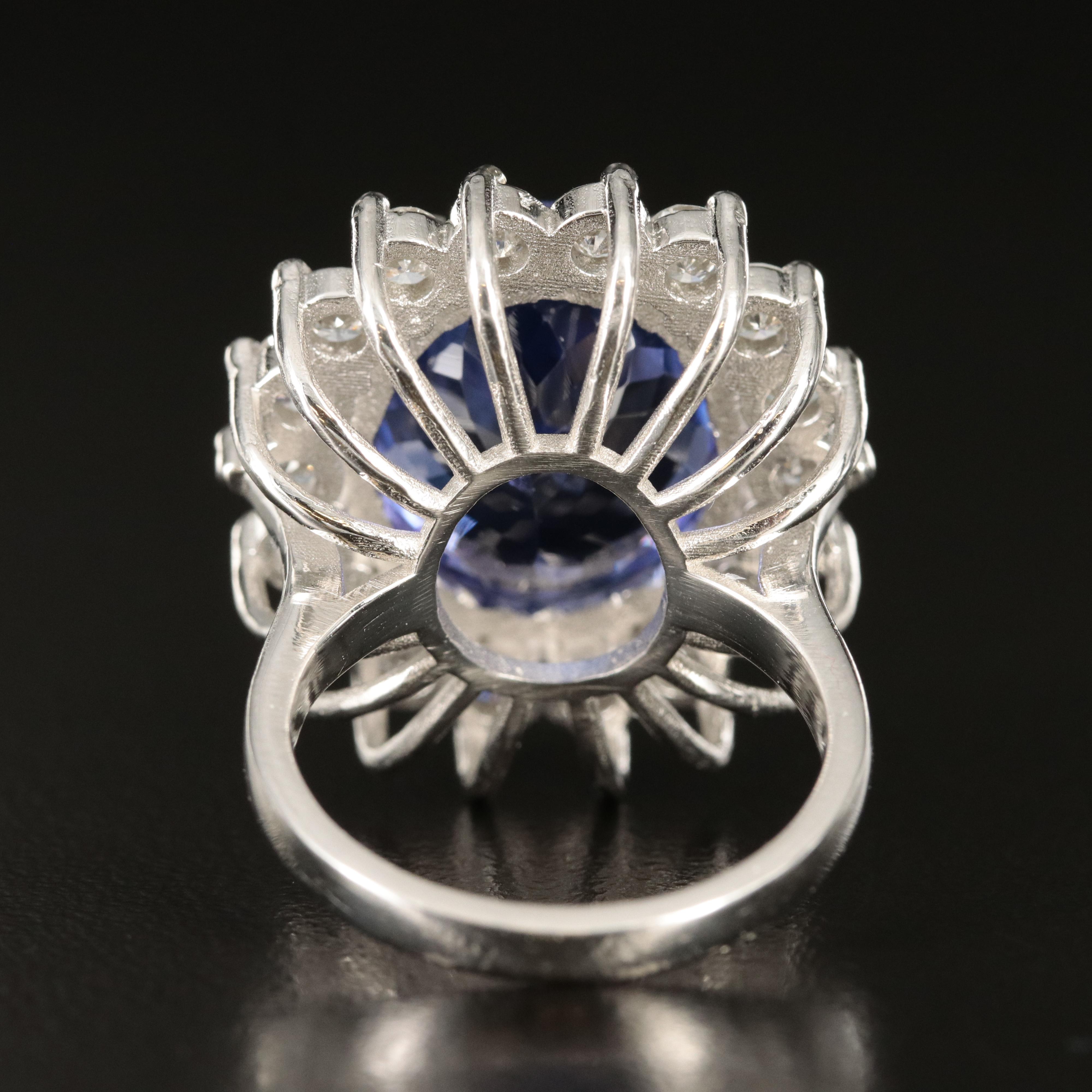 Platinum 15.98 CT Tanzanite and 2.10 CTW Diamond Ring with GIA Report