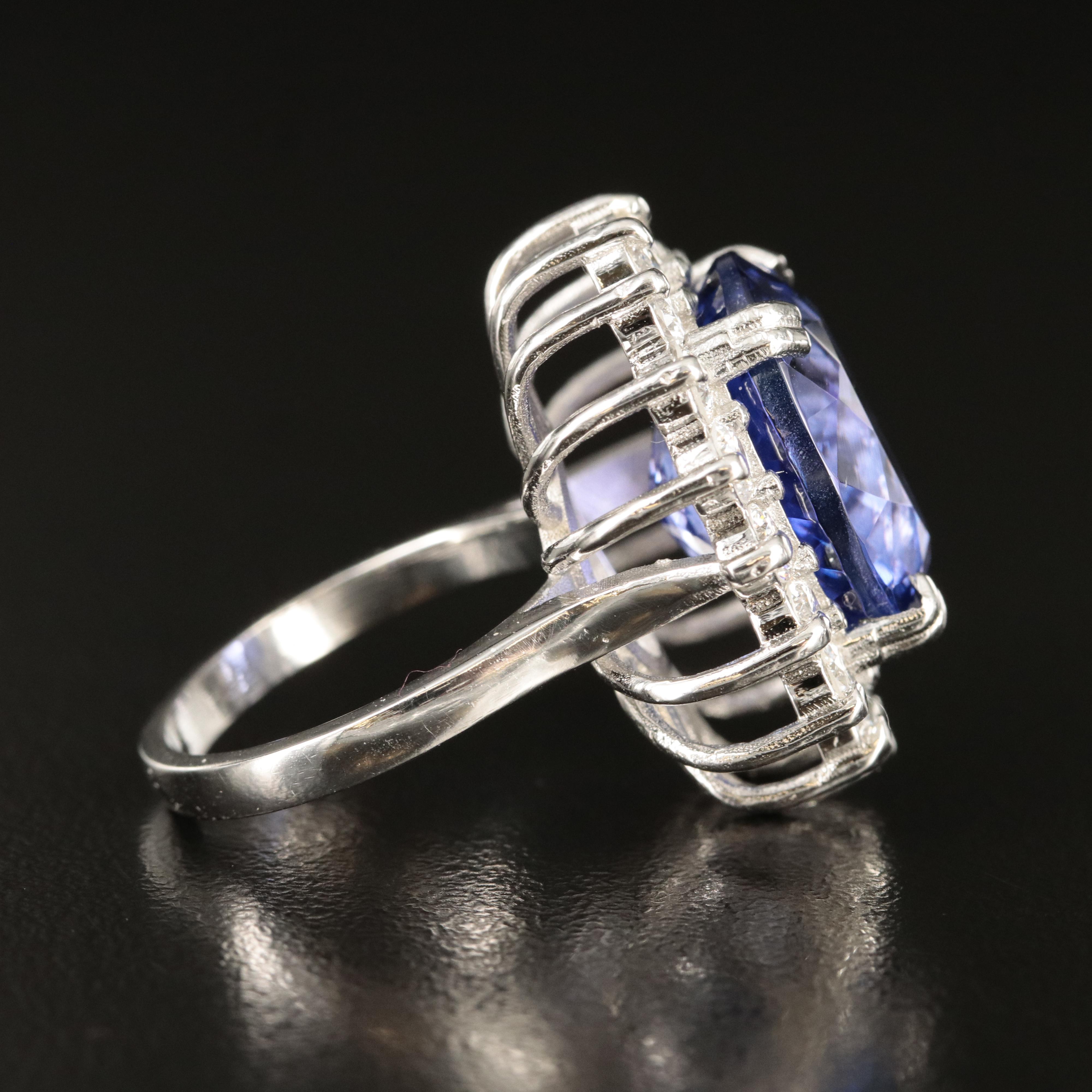 Platinum 15.98 CT Tanzanite and 2.10 CTW Diamond Ring with GIA Report
