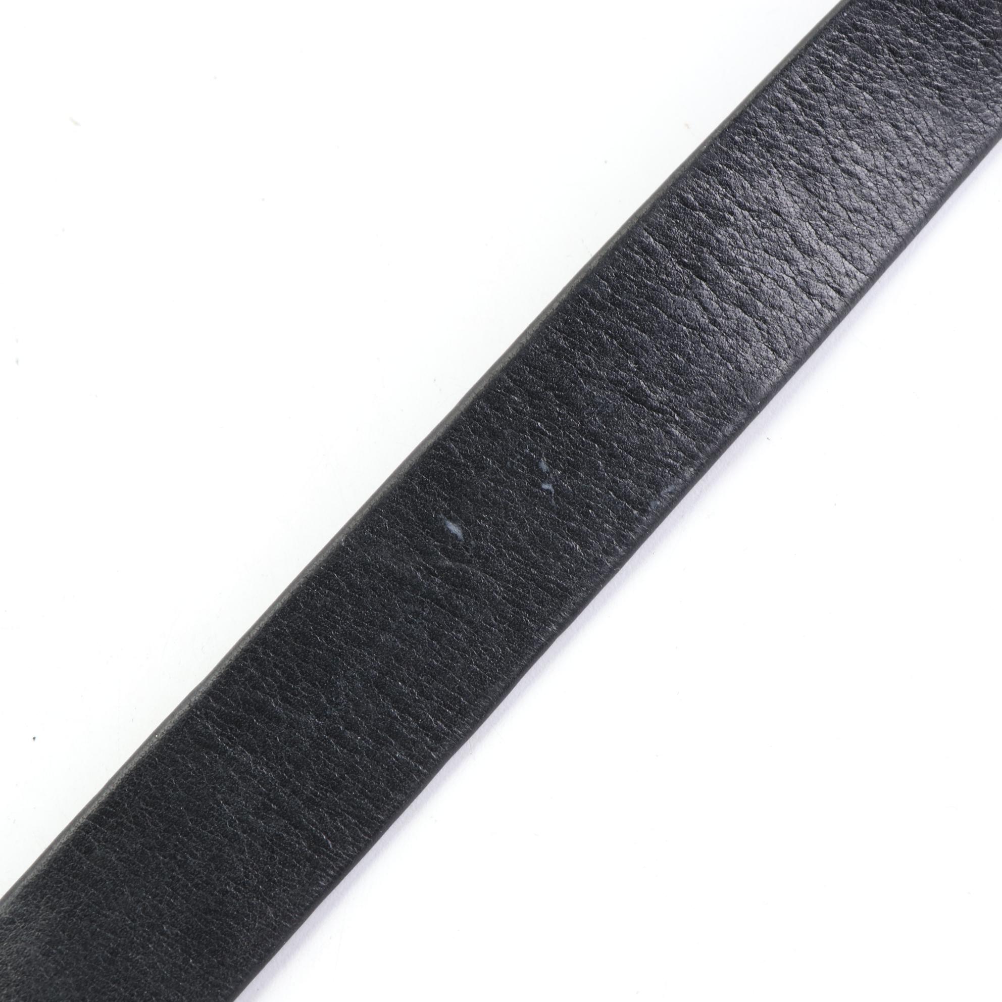 Bougainvillea Gold-Tone Nantucket Basket Belt Buckle on Black Leather Belt