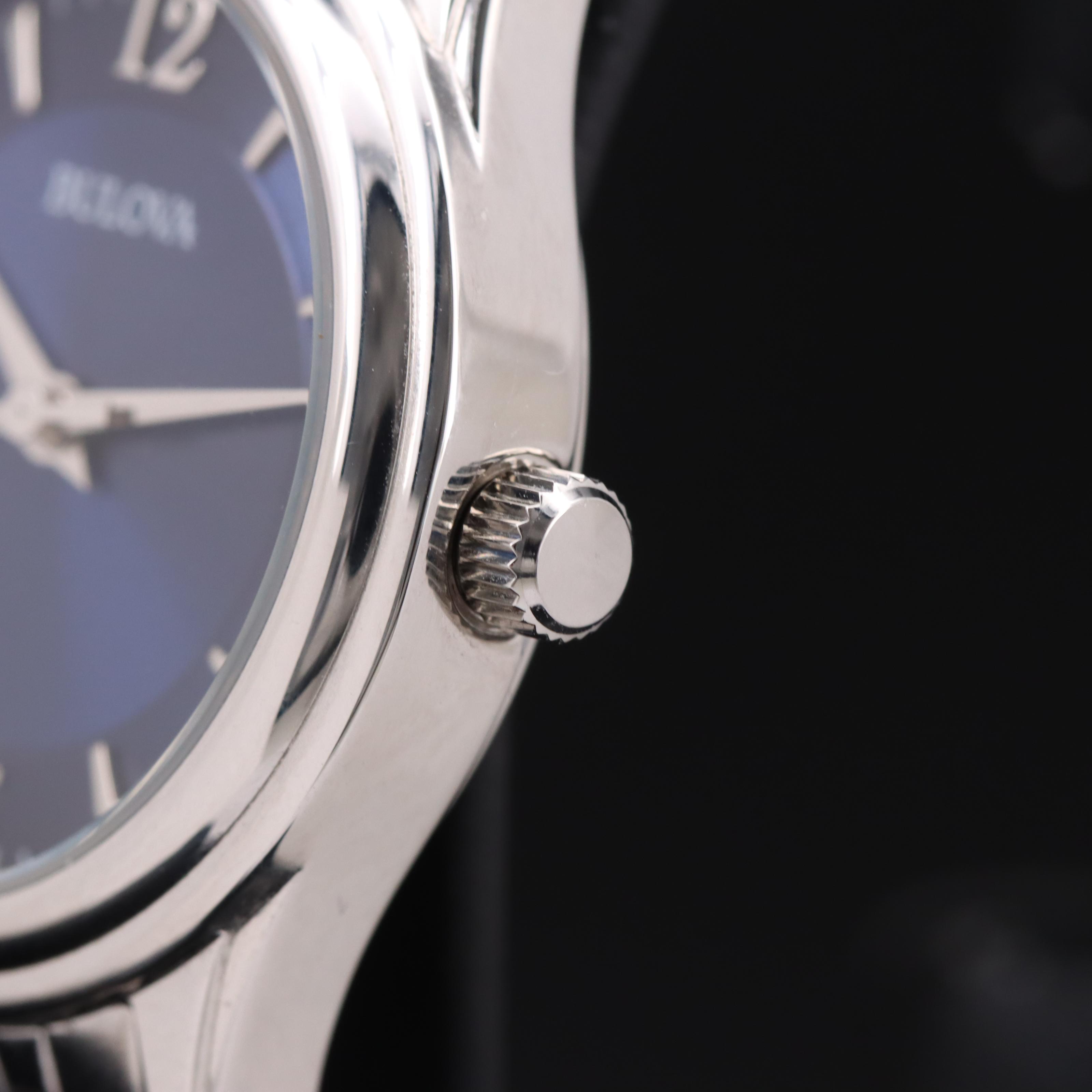 Bulova Cobalt Blue Dial Stainless Steel Quartz Watch