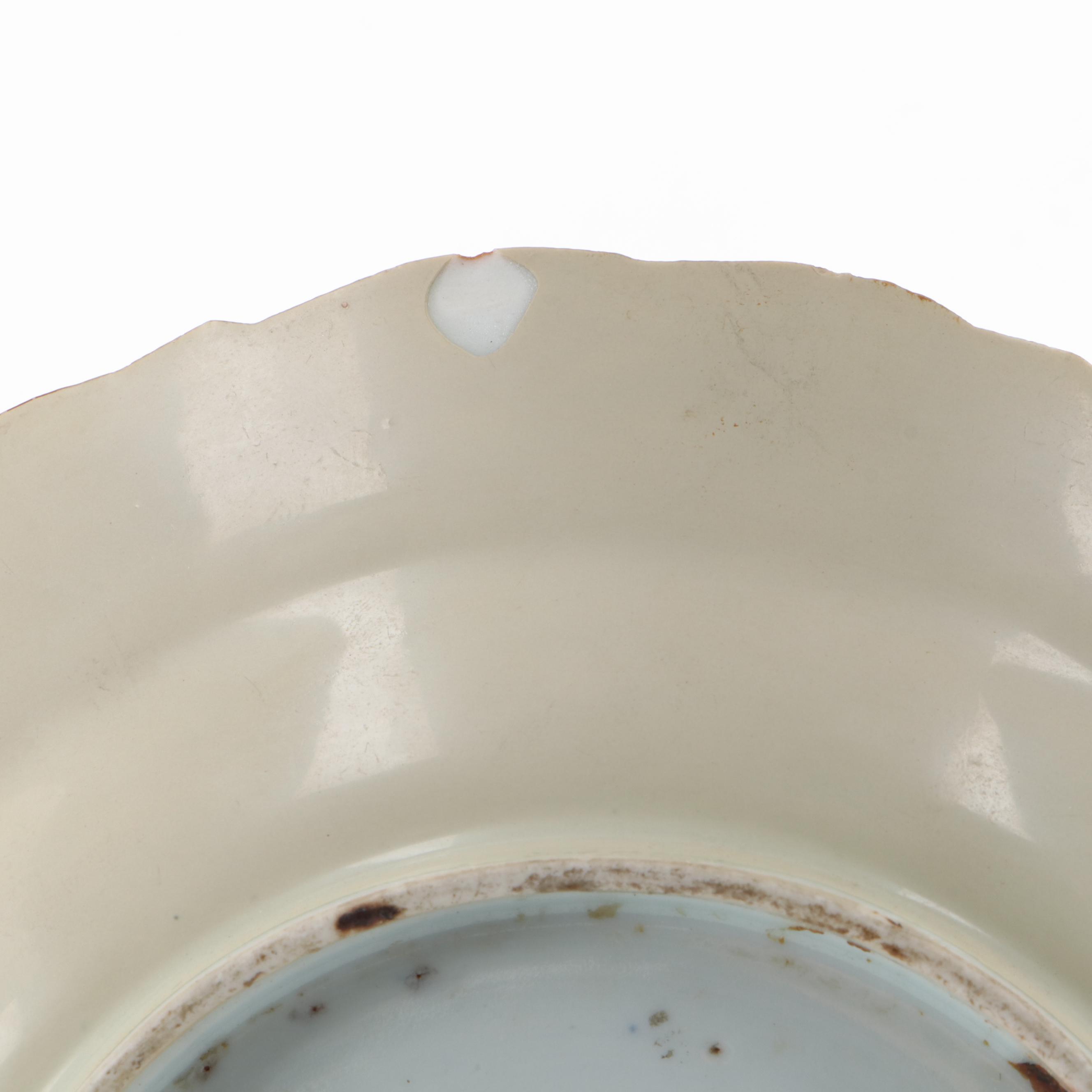 Chinese Hand-Painted Iron Red Porcelain Lotus Plates, Antique