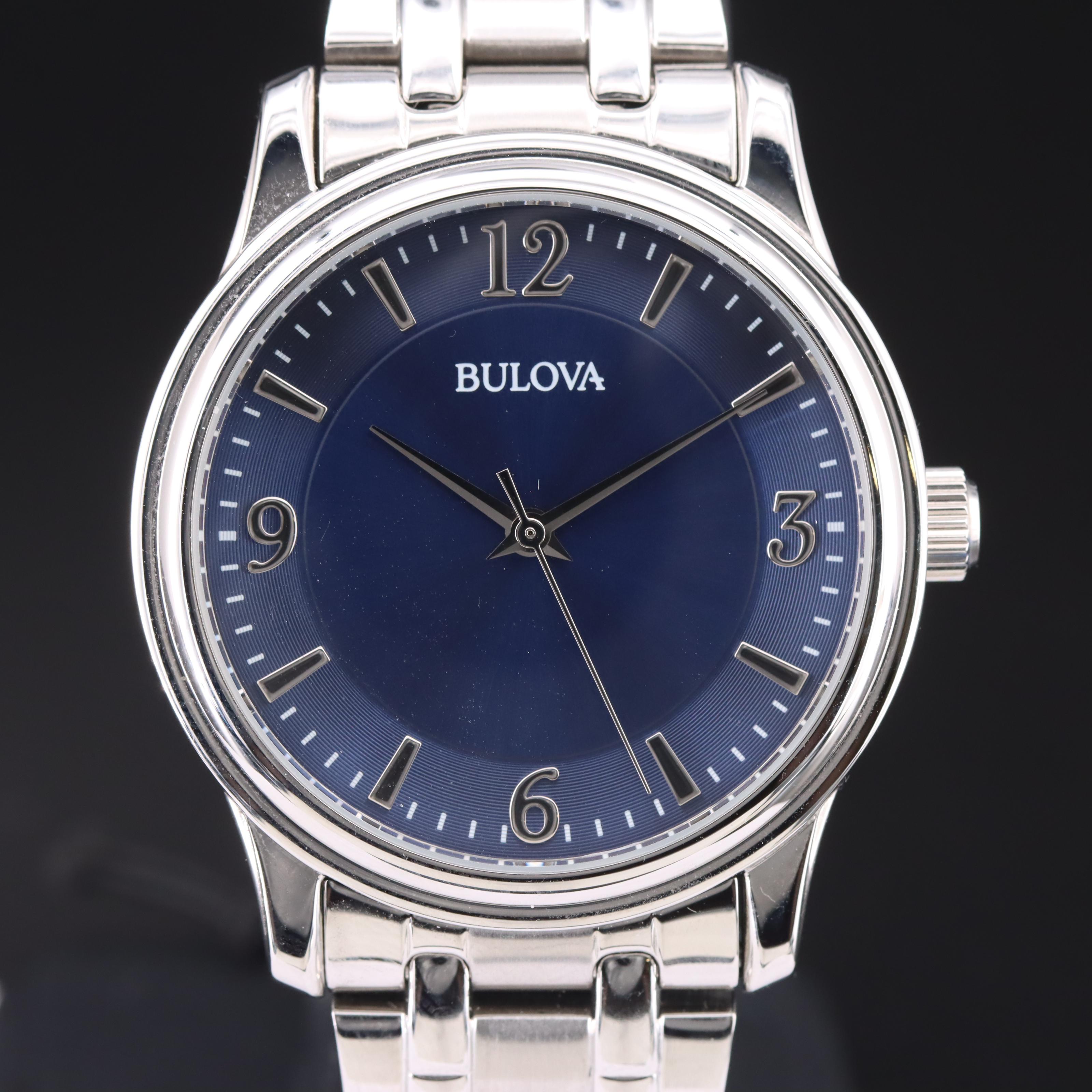 Bulova Cobalt Blue Dial Stainless Steel Quartz Watch