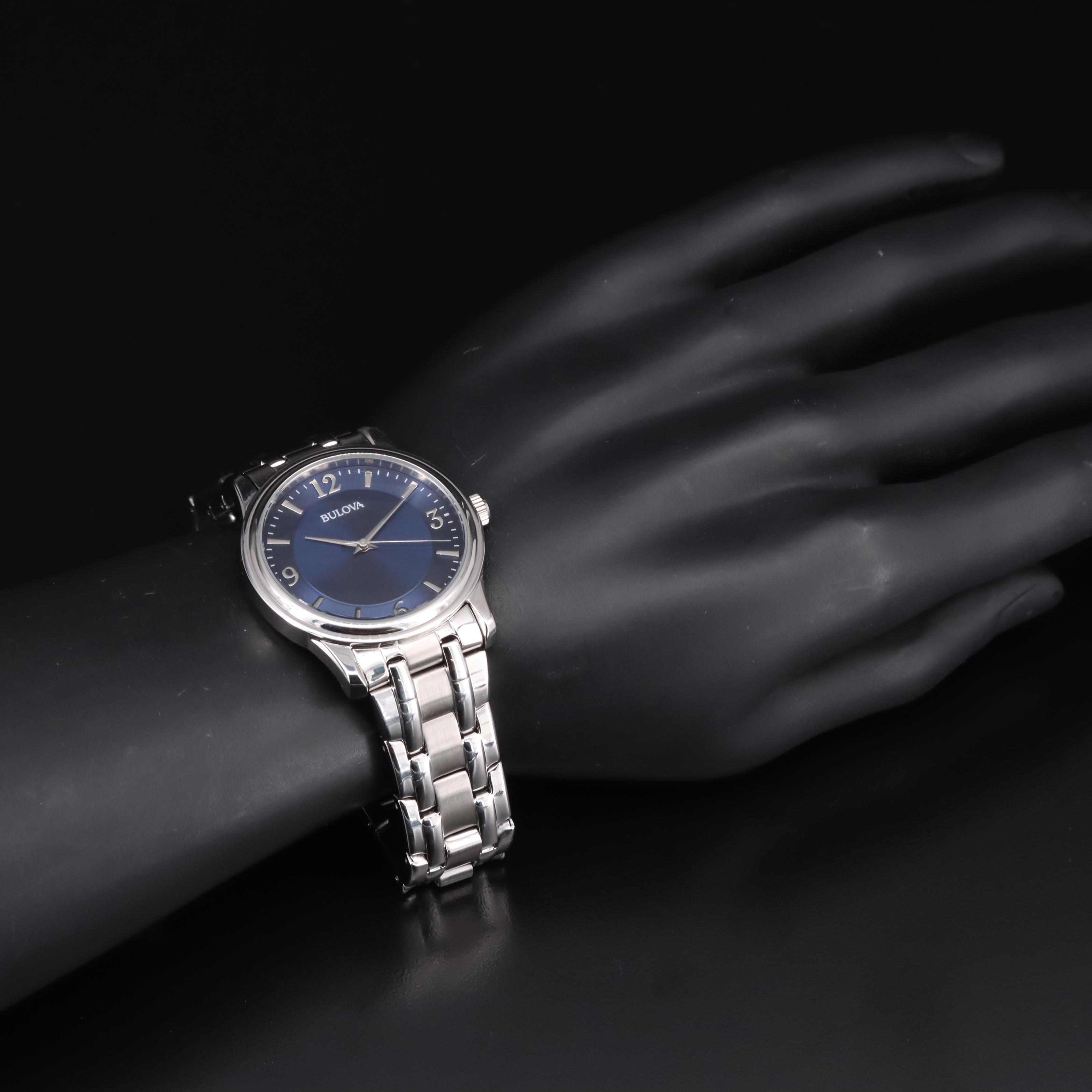 Bulova Cobalt Blue Dial Stainless Steel Quartz Watch