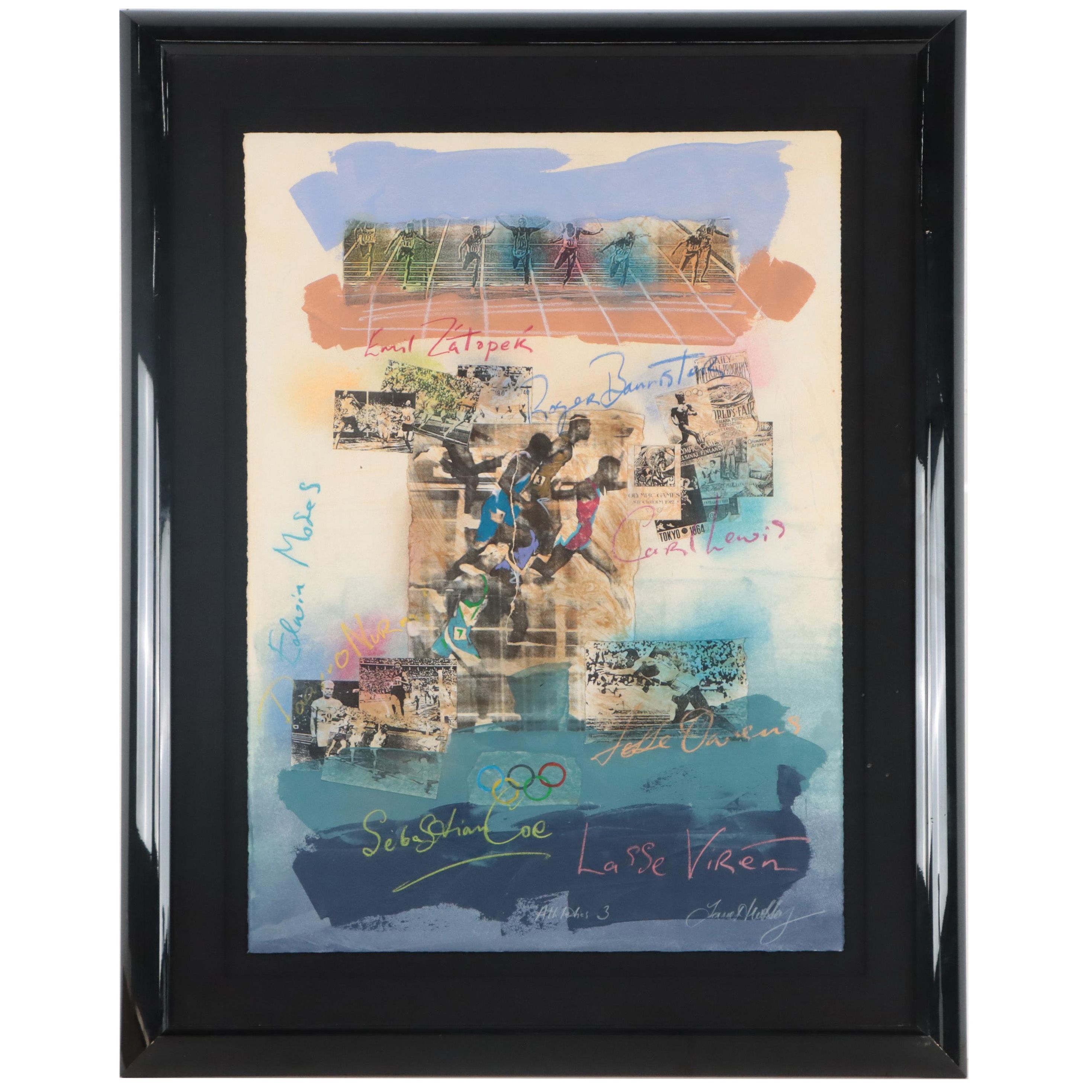 James Hussey Mixed Media Composition "Athletics 3"