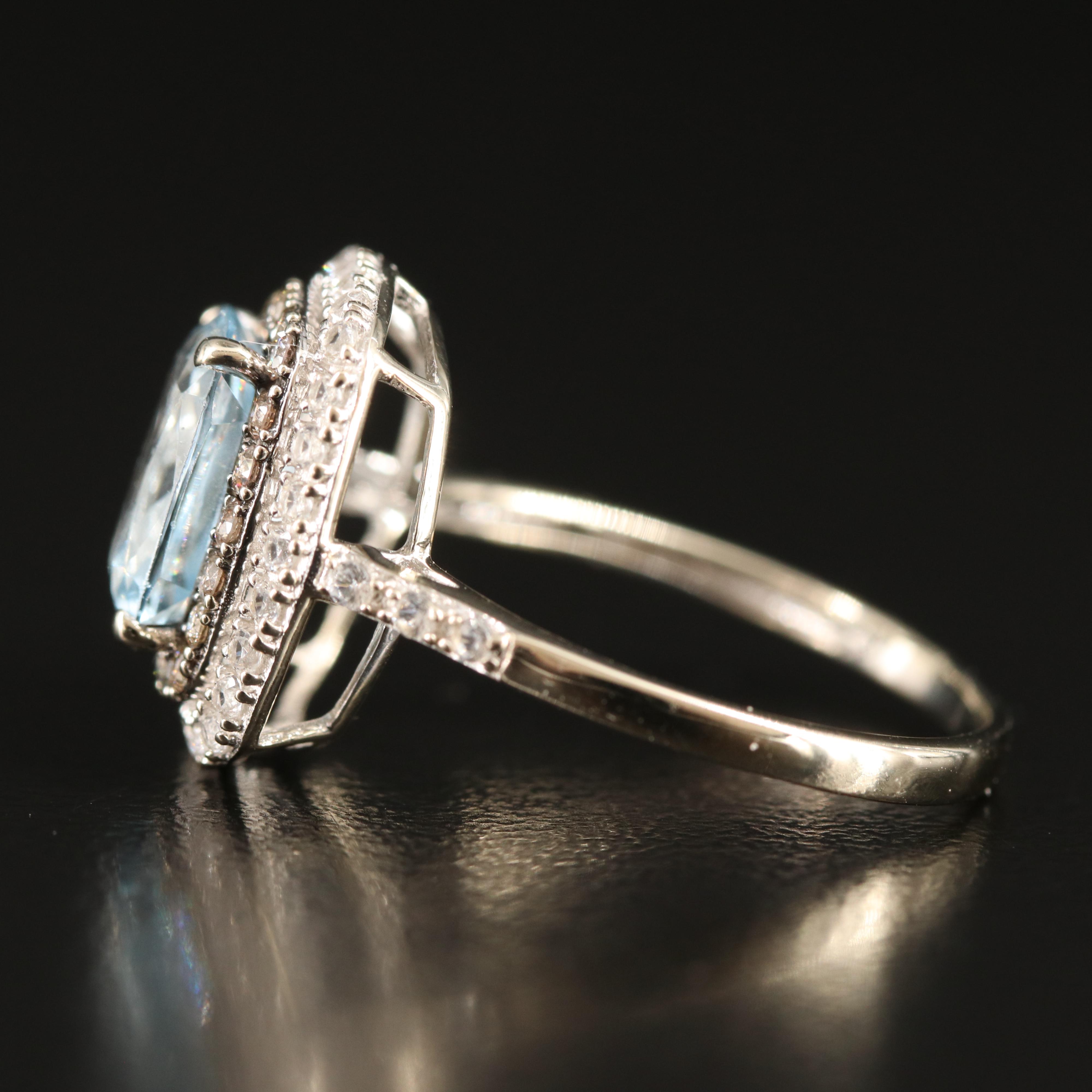 14K Aquamarine, Topaz and Diamond Ring