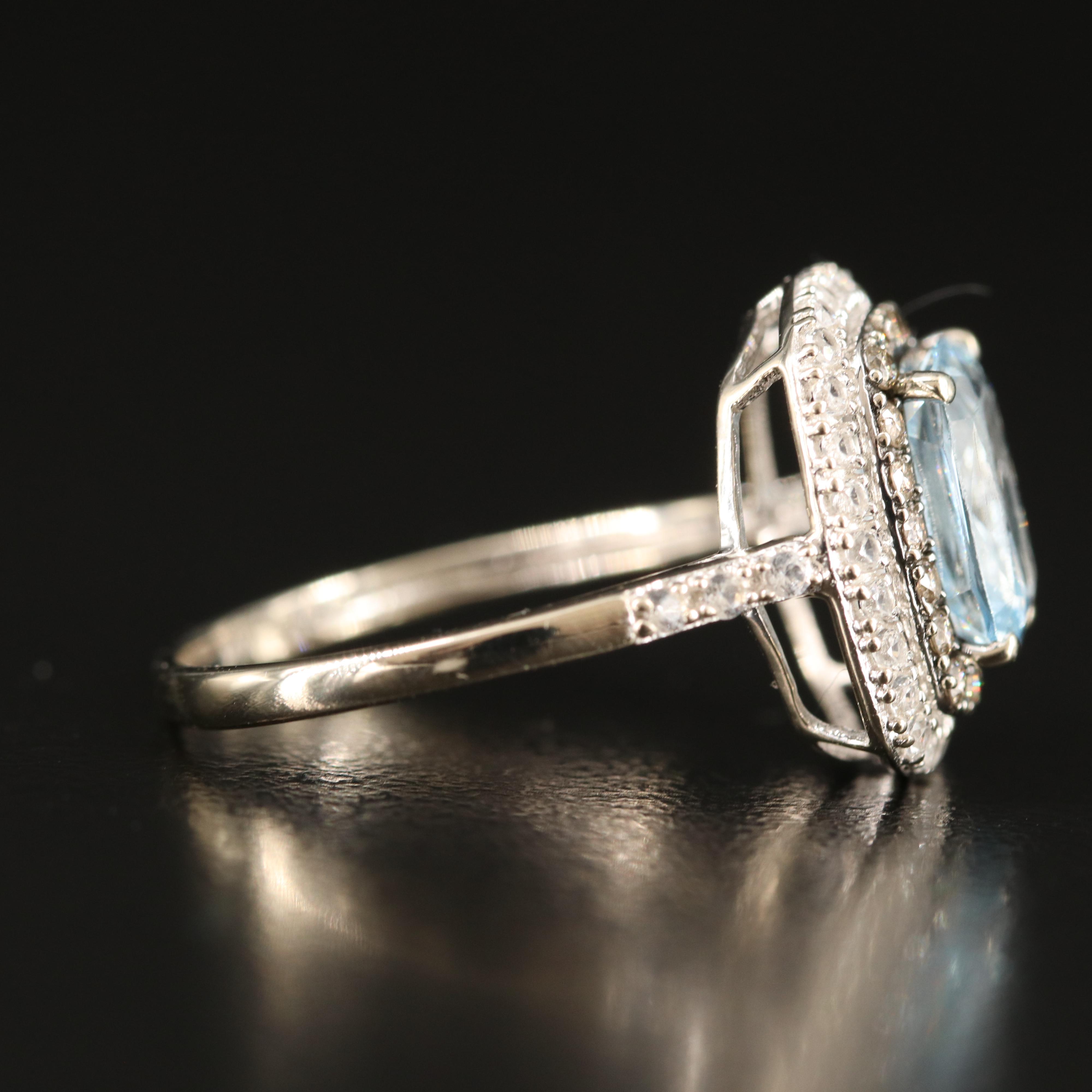 14K Aquamarine, Topaz and Diamond Ring