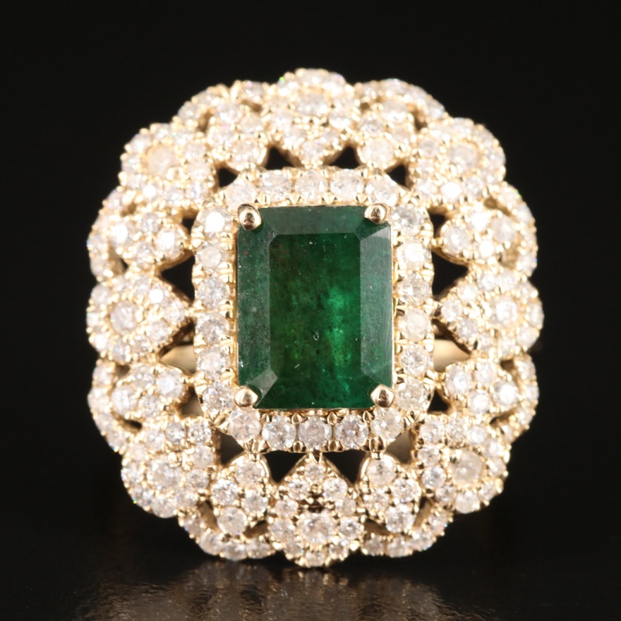 14K 2.45 CT Emerald and 1.22 CTW Diamond Ring