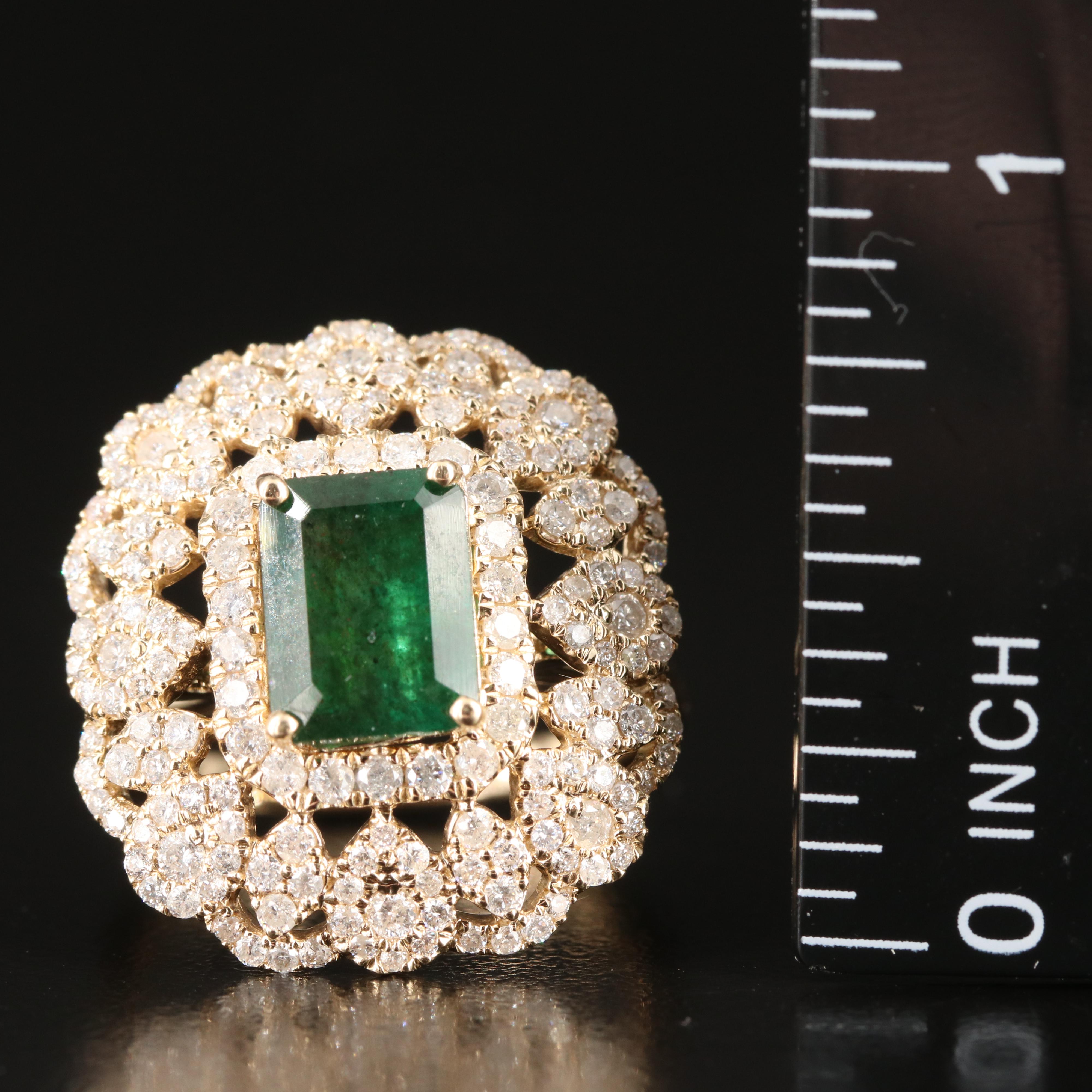 14K 2.45 CT Emerald and 1.22 CTW Diamond Ring