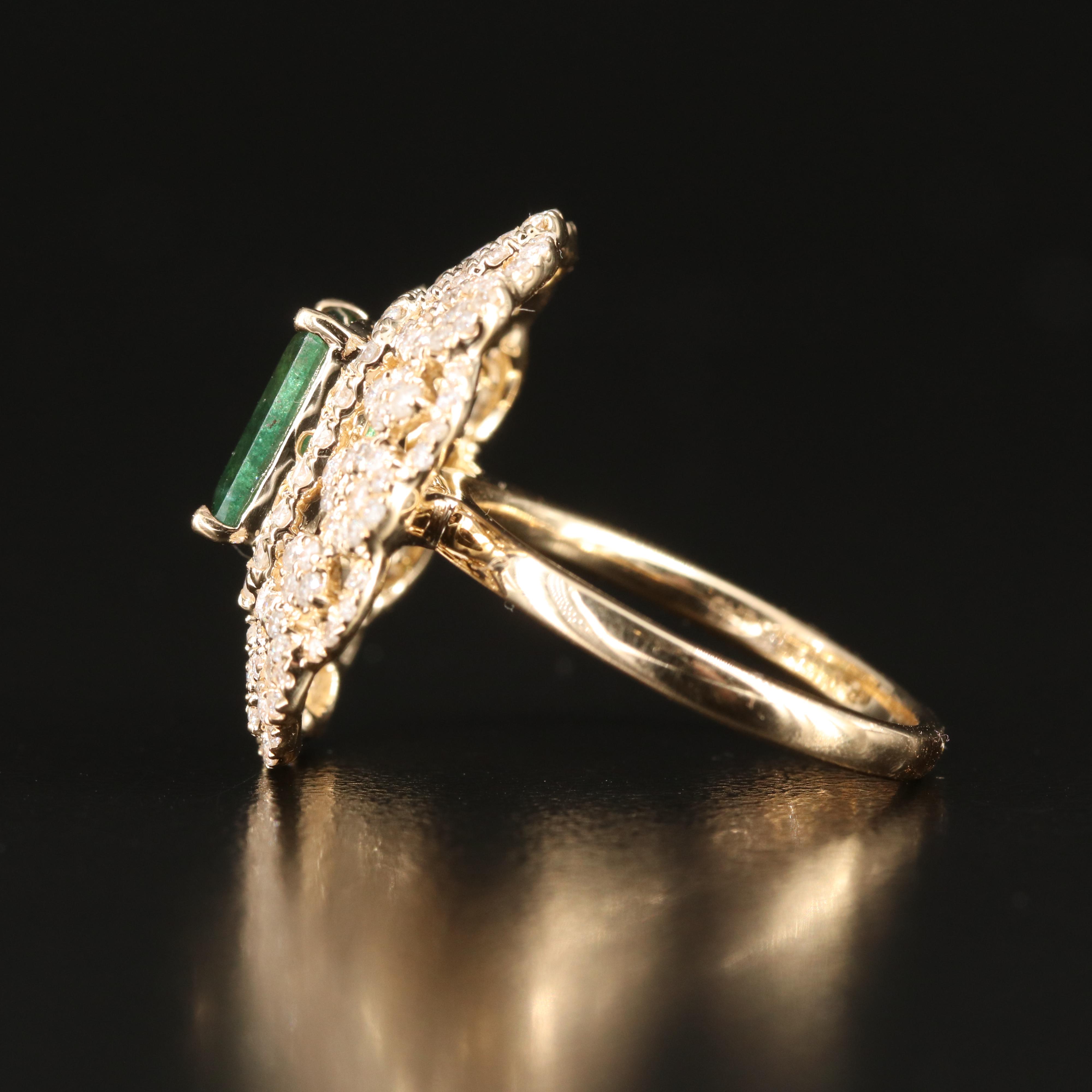 14K 2.45 CT Emerald and 1.22 CTW Diamond Ring