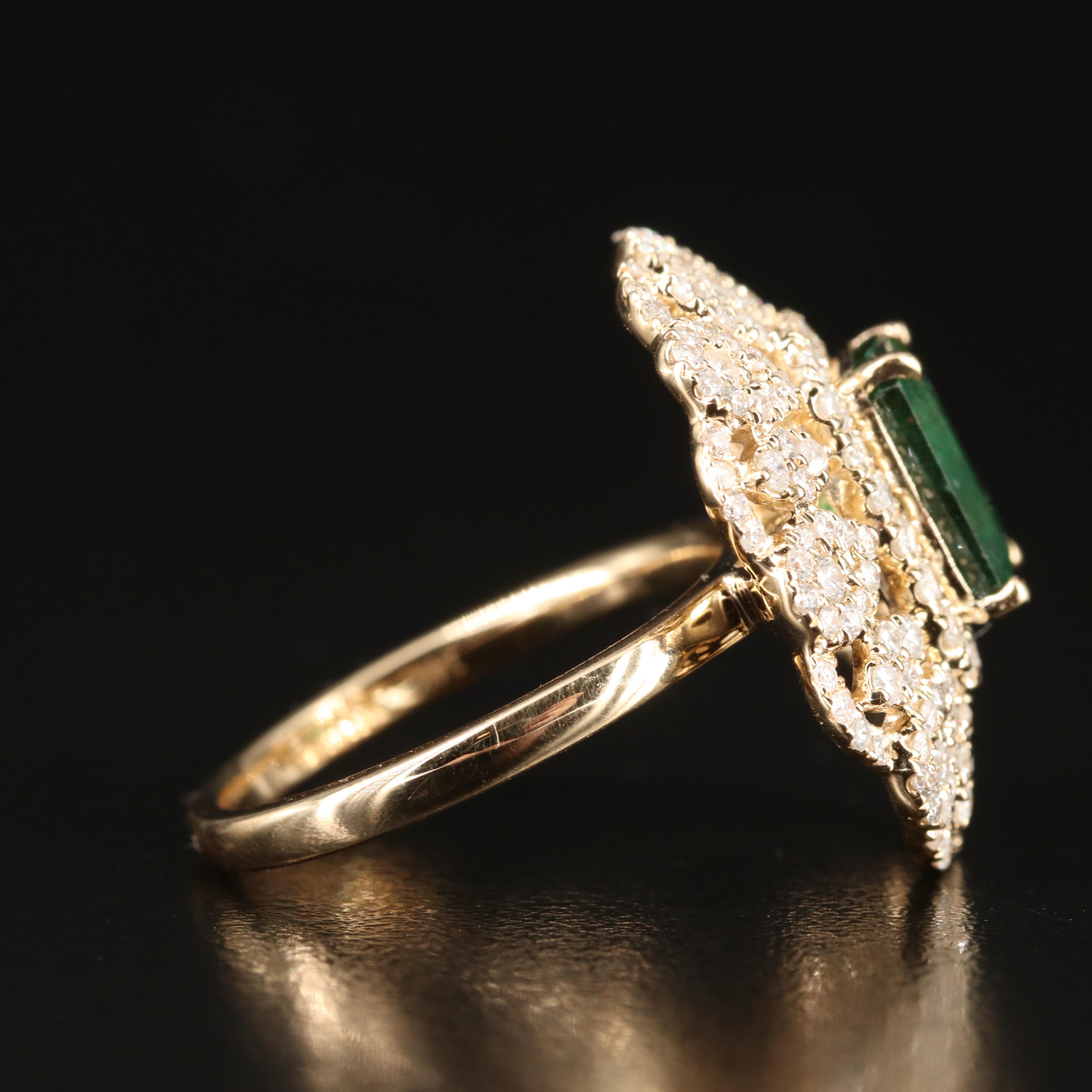 14K 2.45 CT Emerald and 1.22 CTW Diamond Ring