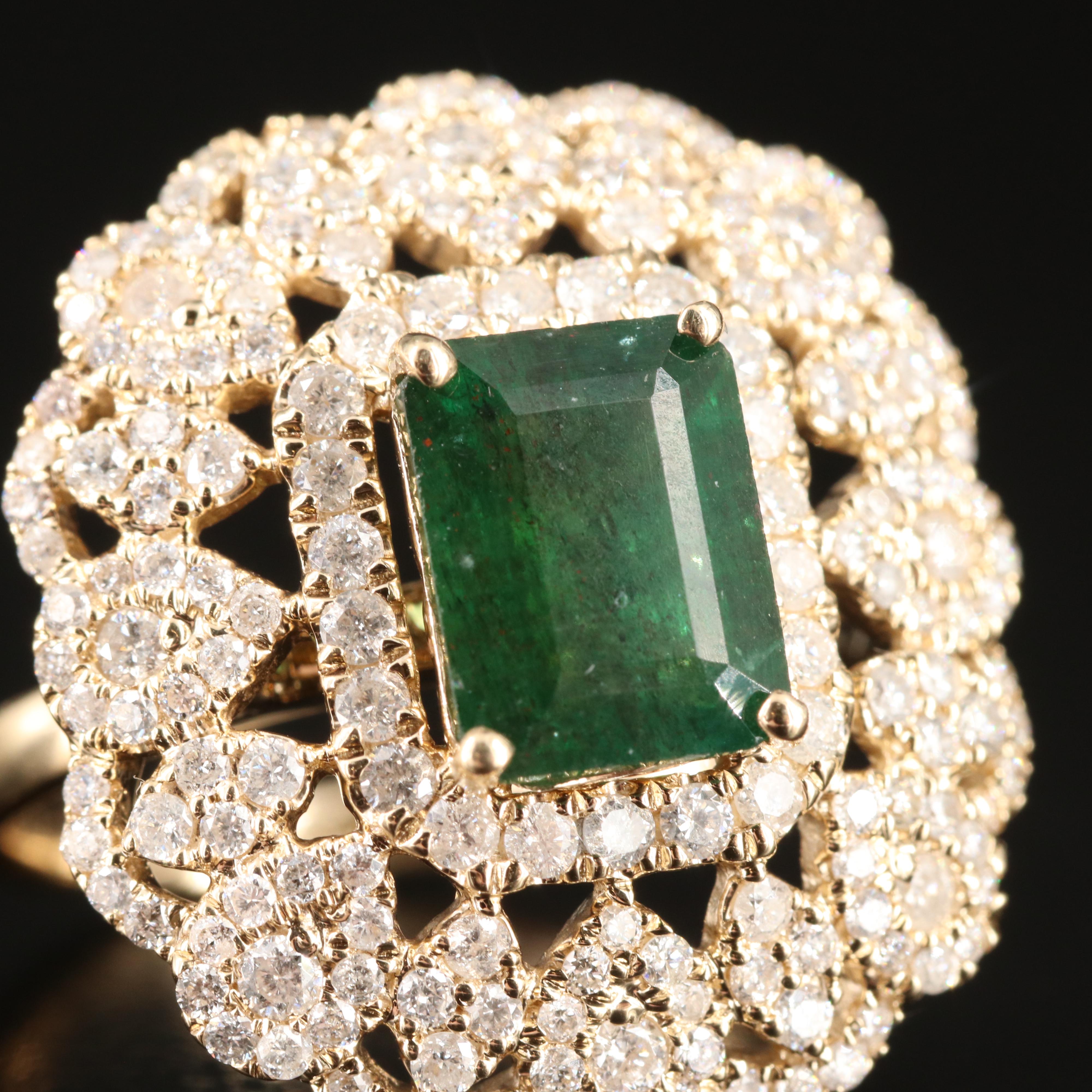 14K 2.45 CT Emerald and 1.22 CTW Diamond Ring