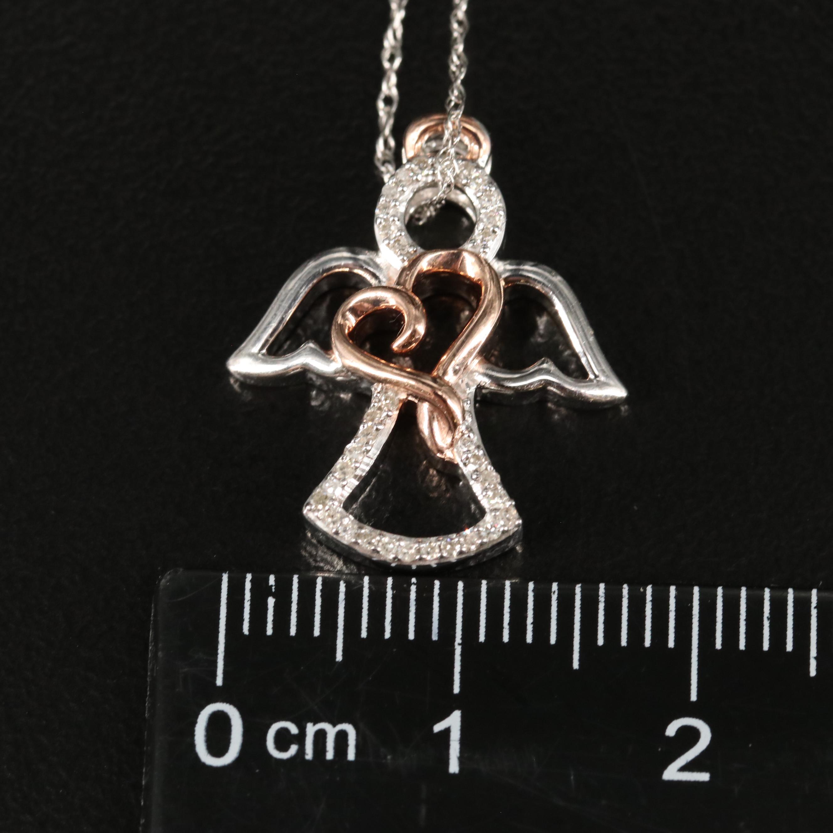 Sterling Diamond Angel Pendant Necklace
