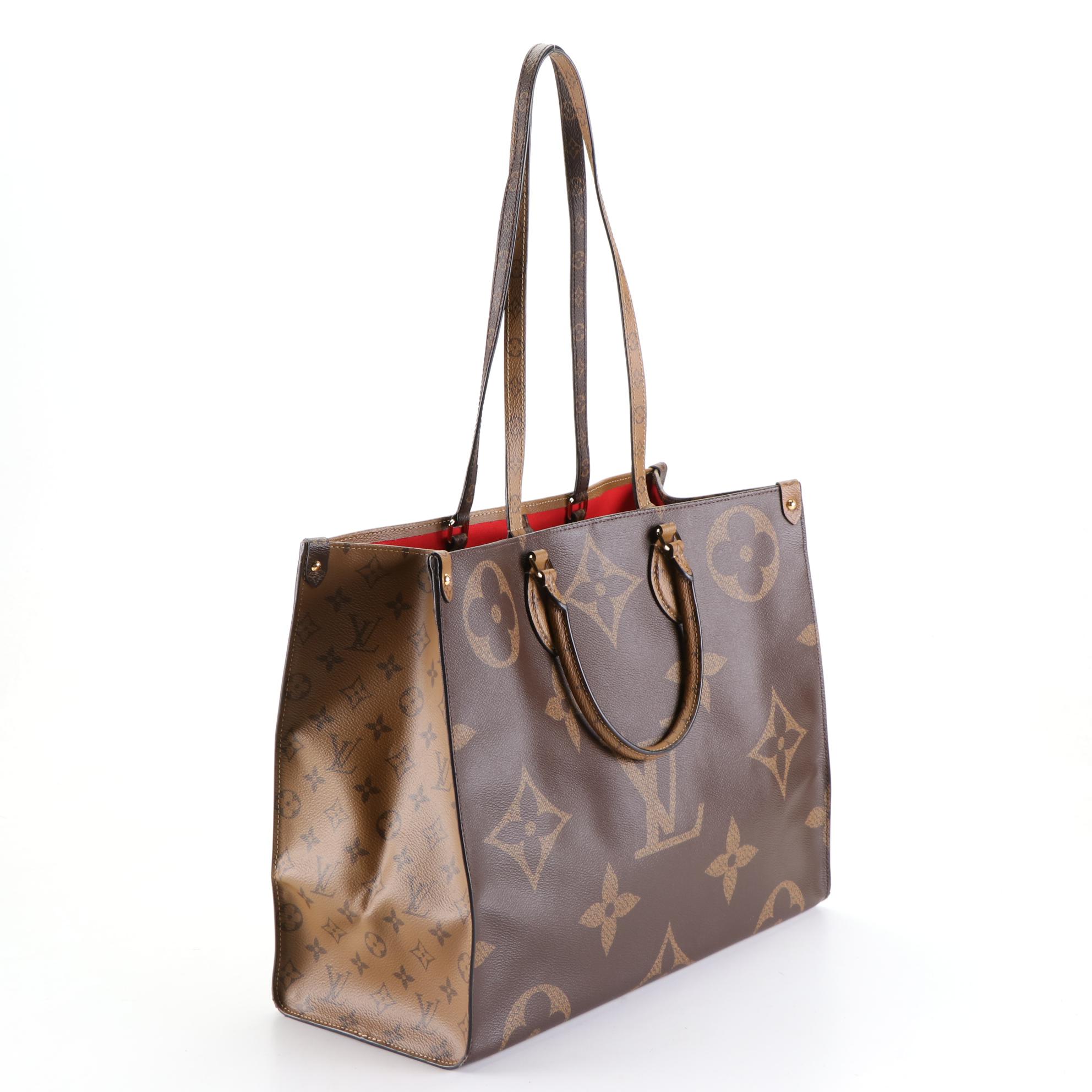 Louis Vuitton Onthego GM Tote Bag in Monogram Giant Reverse Canvas