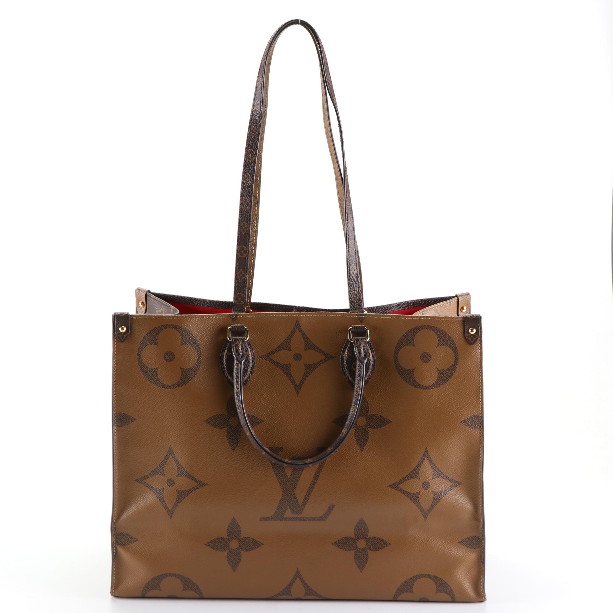 Louis Vuitton Onthego GM Tote Bag in Monogram Giant Reverse Canvas