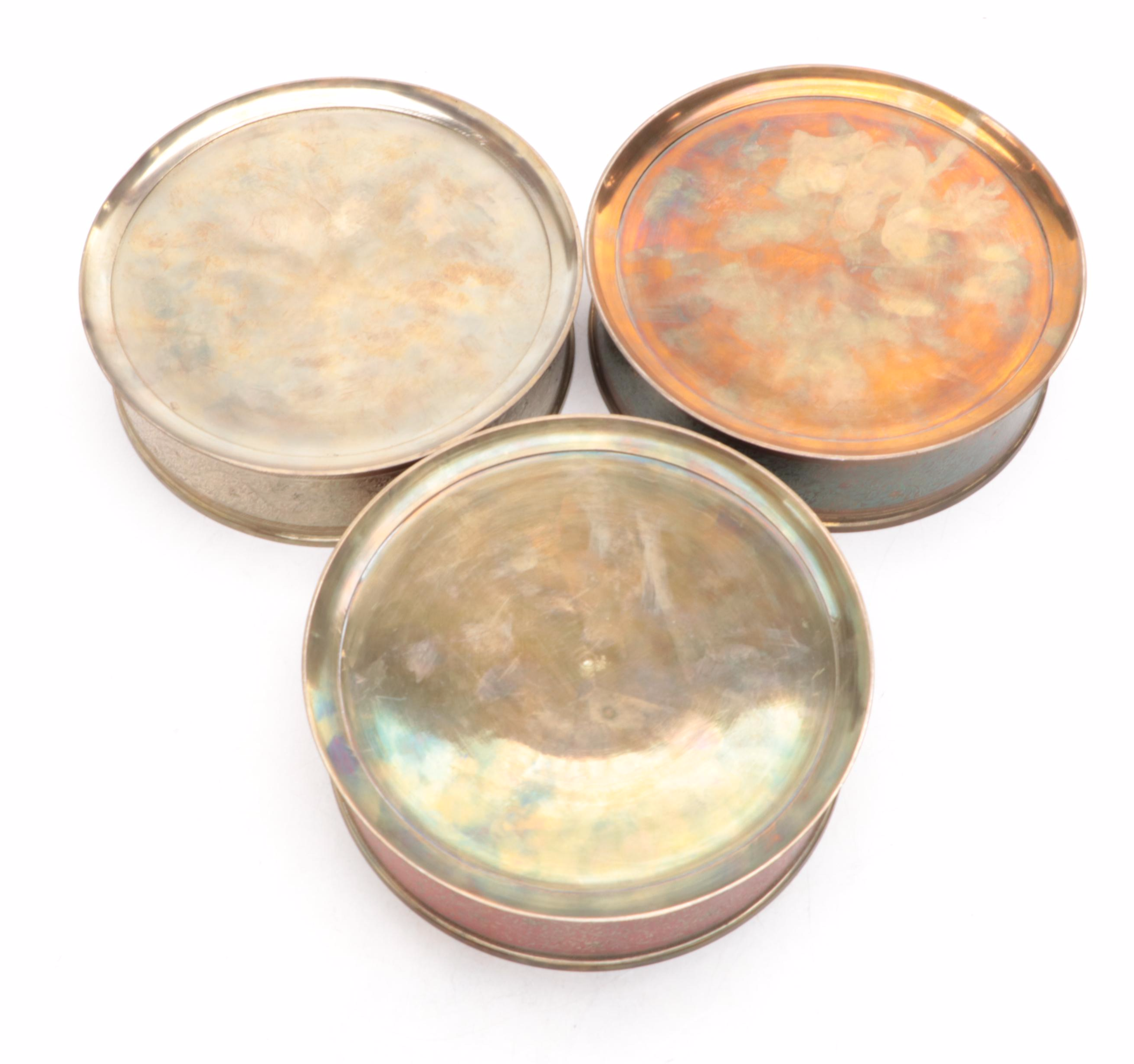 Indian Enameled and Carved Brass Boxes, Mid to Late 20th Century