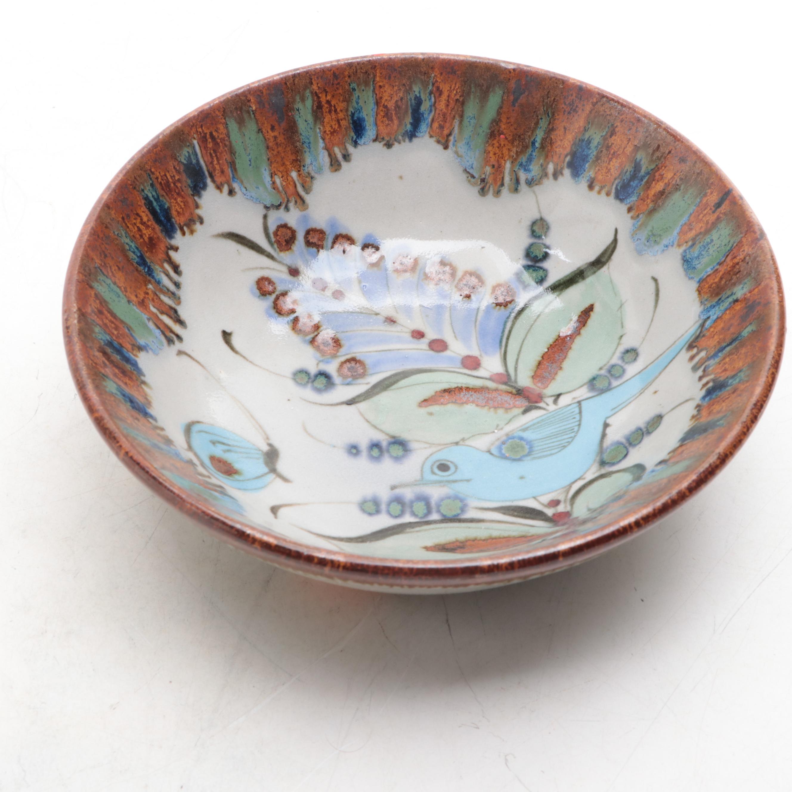 Mexican Art Pottery Earthenware Bowls and Vase