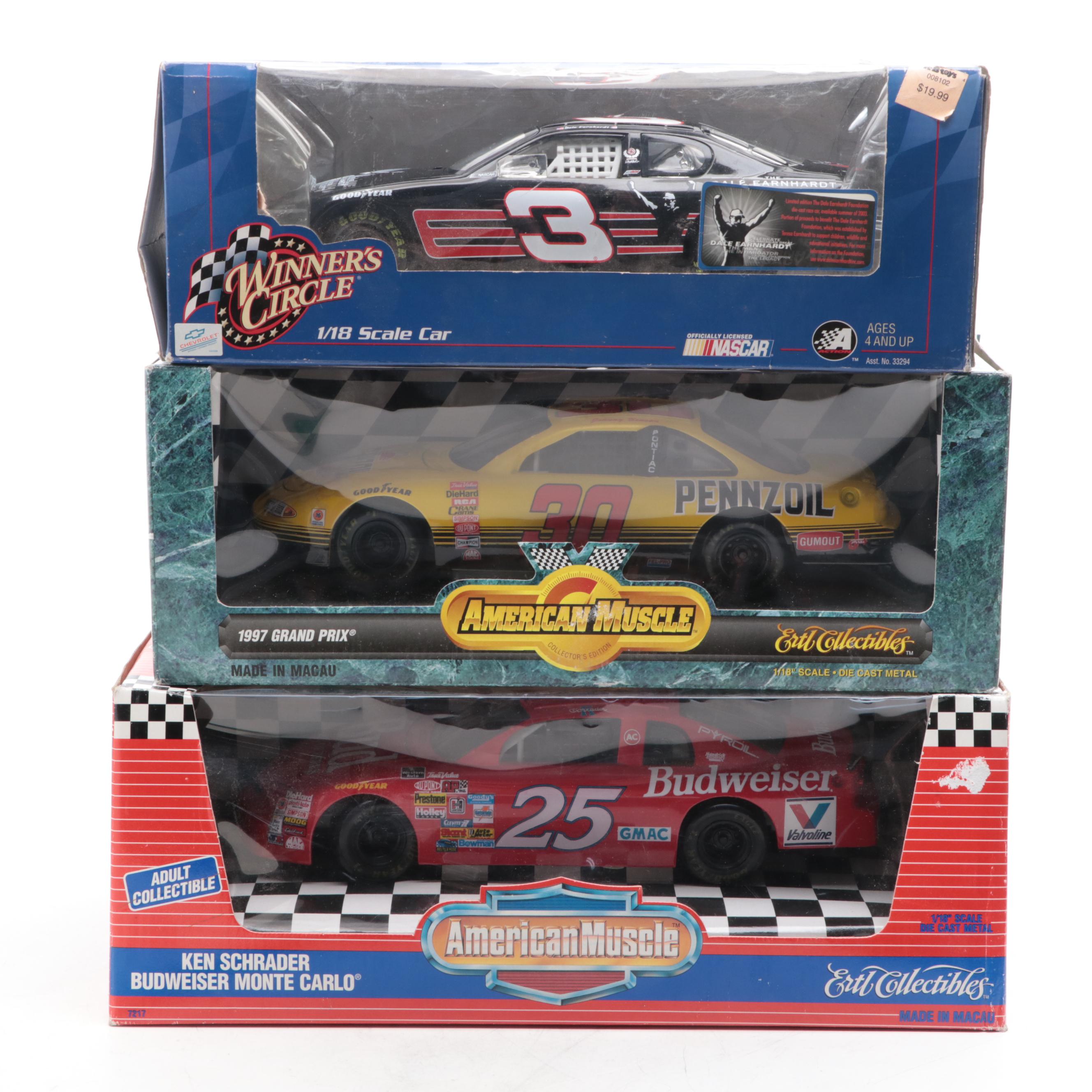 NASCAR Model Cars Including Dale Earnhardt and Jeff Gordan