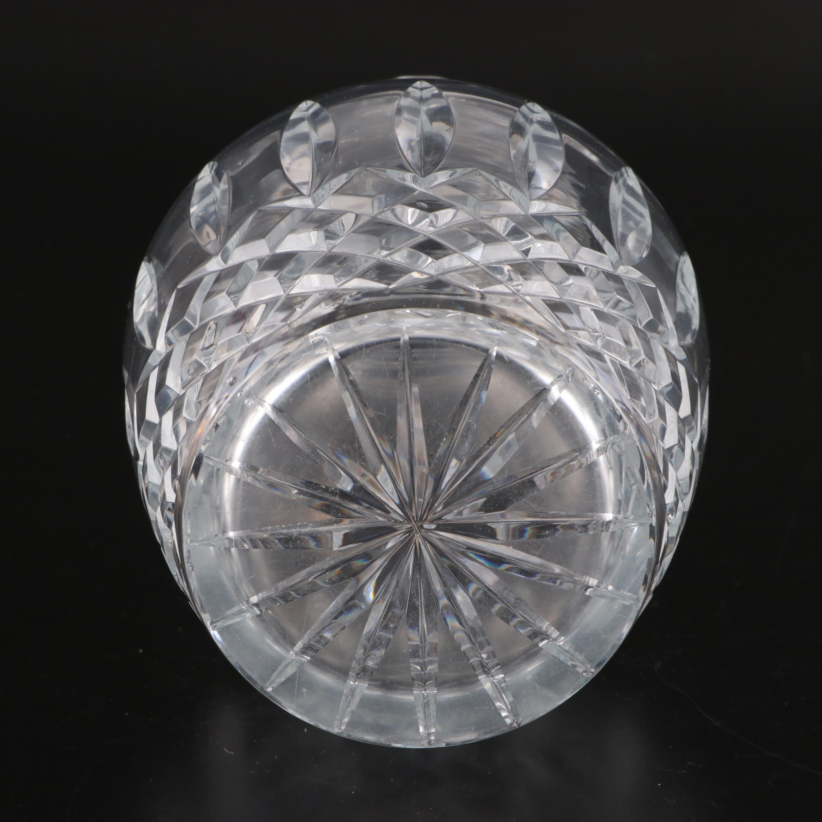 Three Ring Cut Glass Decanter with Collins and Old Fashioned Glasses