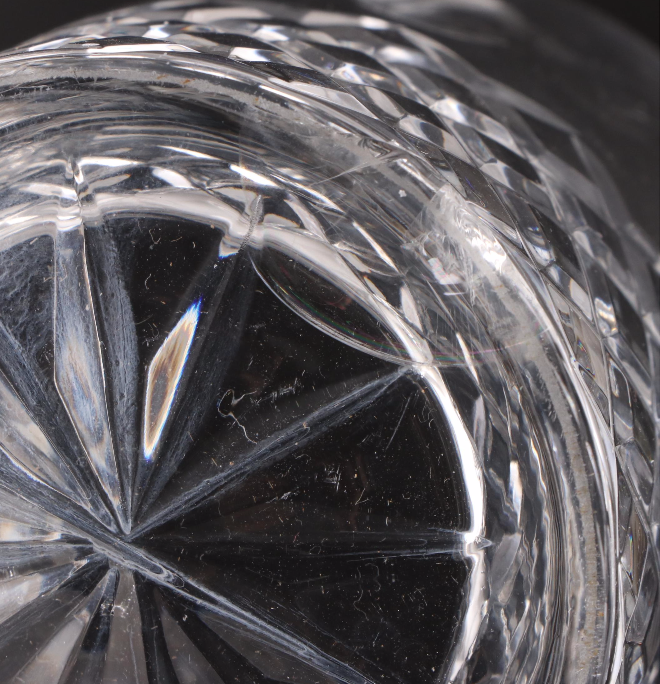 Three Ring Cut Glass Decanter with Collins and Old Fashioned Glasses