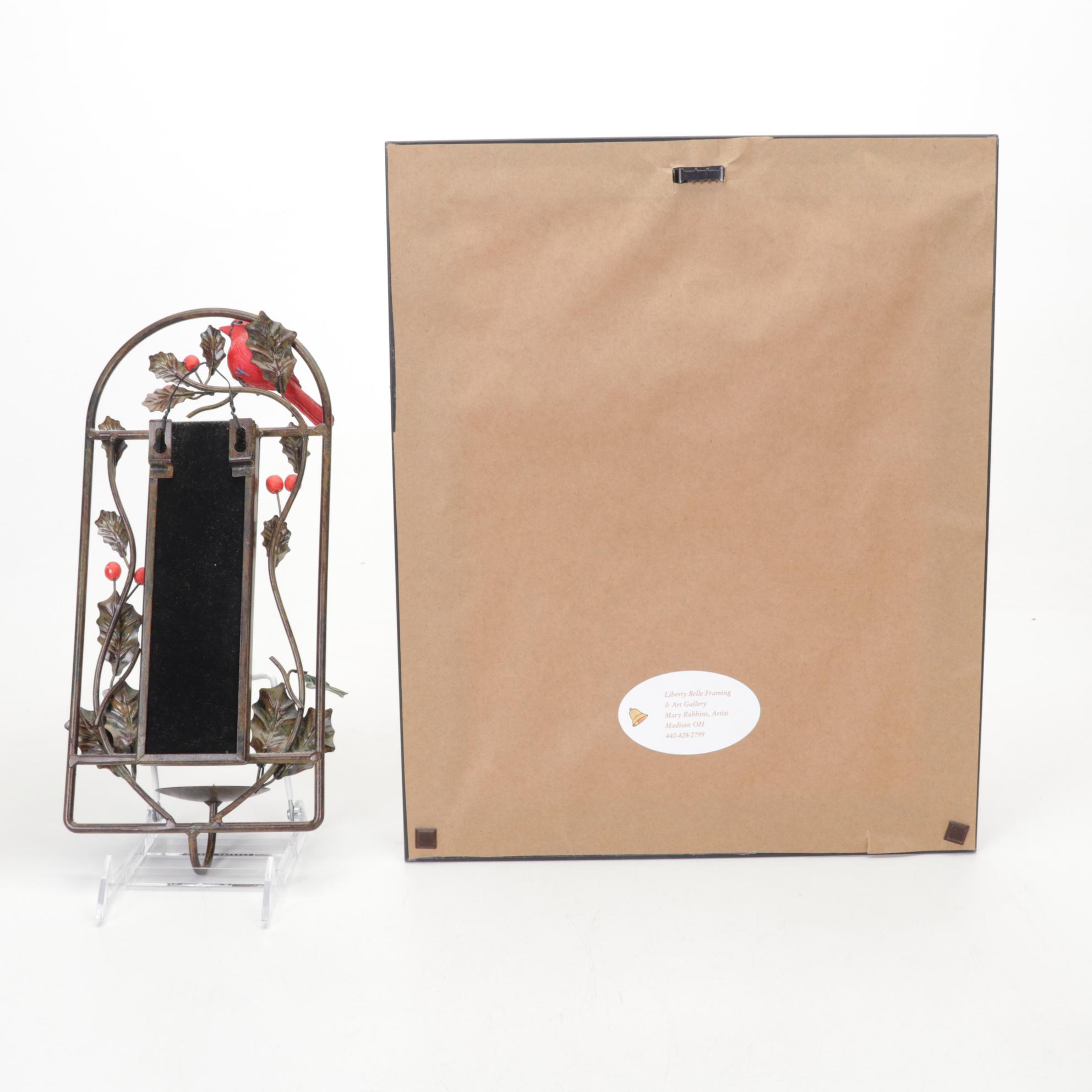 Red Cardinal Watercolor with Bird Themed Table Top Décor Collection