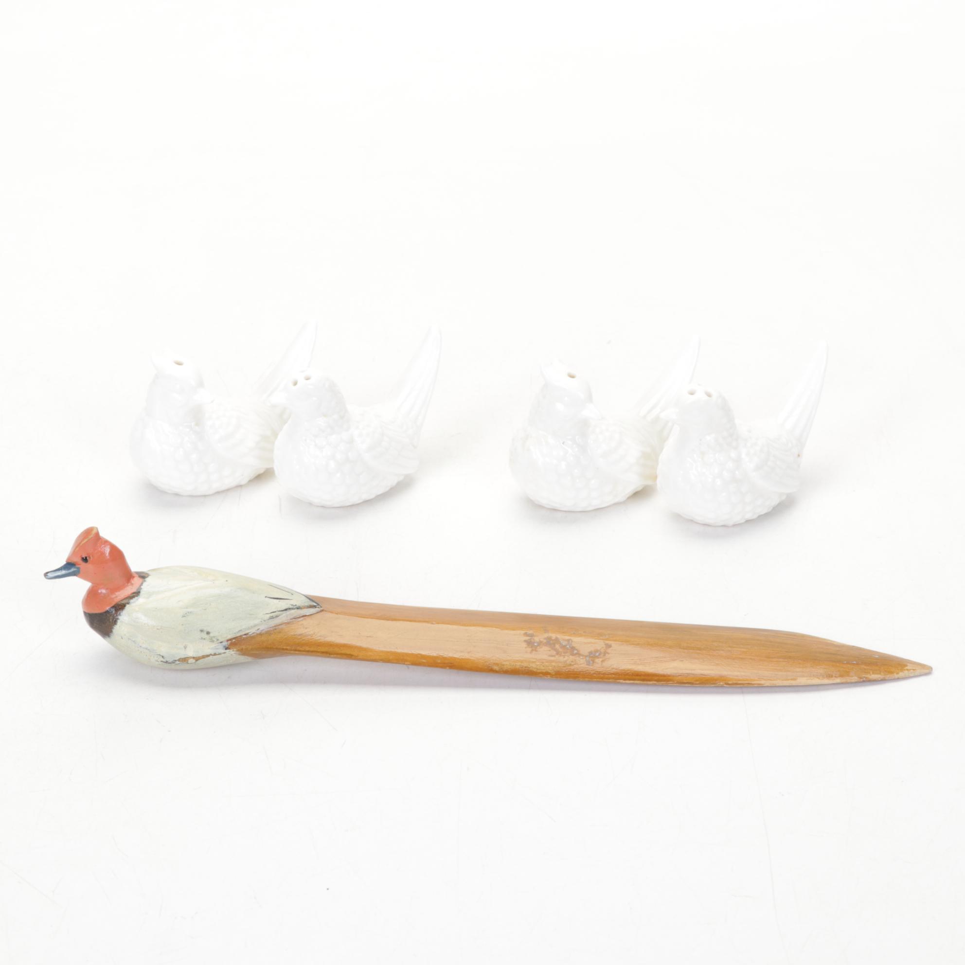 Red Cardinal Watercolor with Bird Themed Table Top Décor Collection