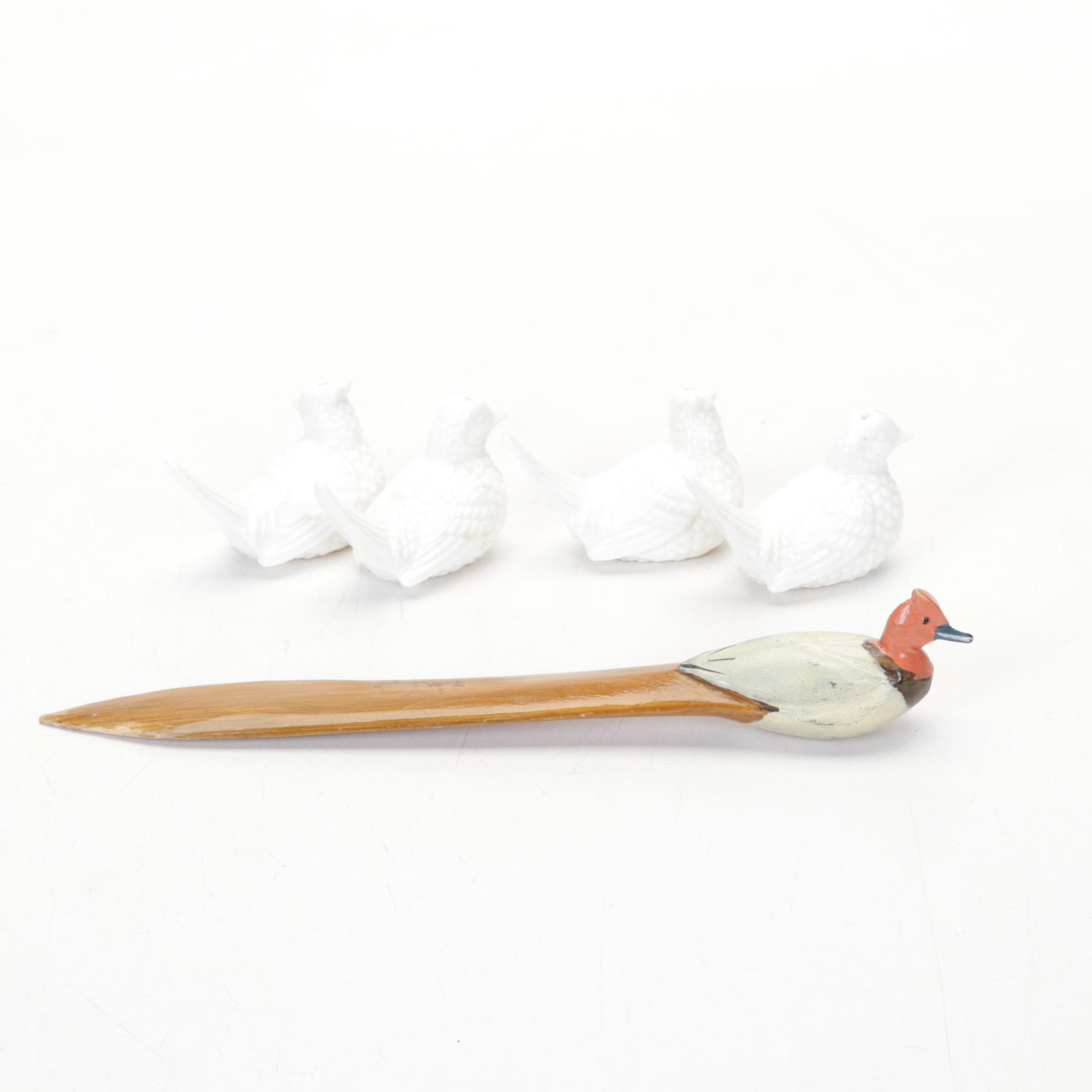 Red Cardinal Watercolor with Bird Themed Table Top Décor Collection