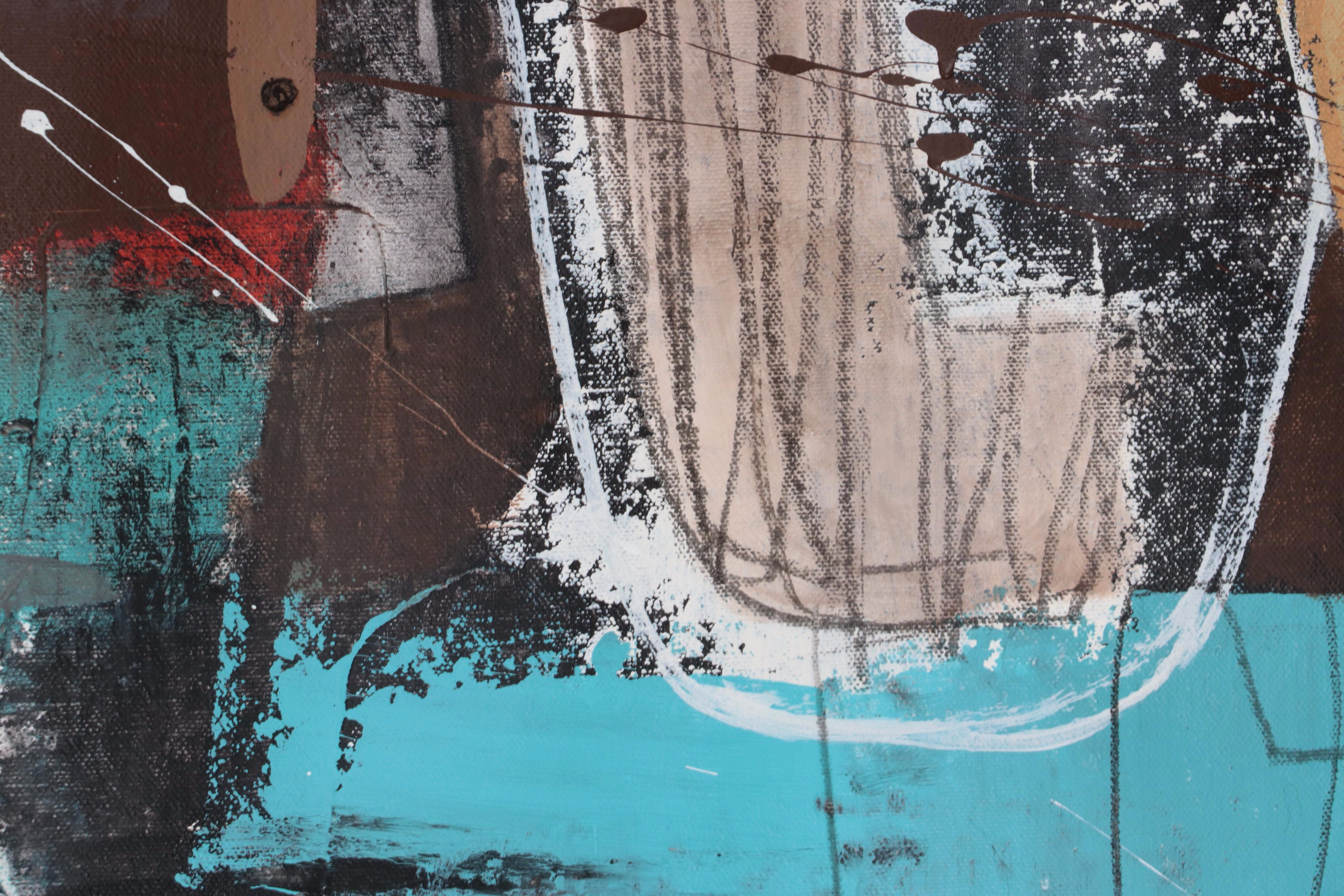 Michel Blázque Mixed Media Painting "Abstract Landscape 'La Rivera'," 2023