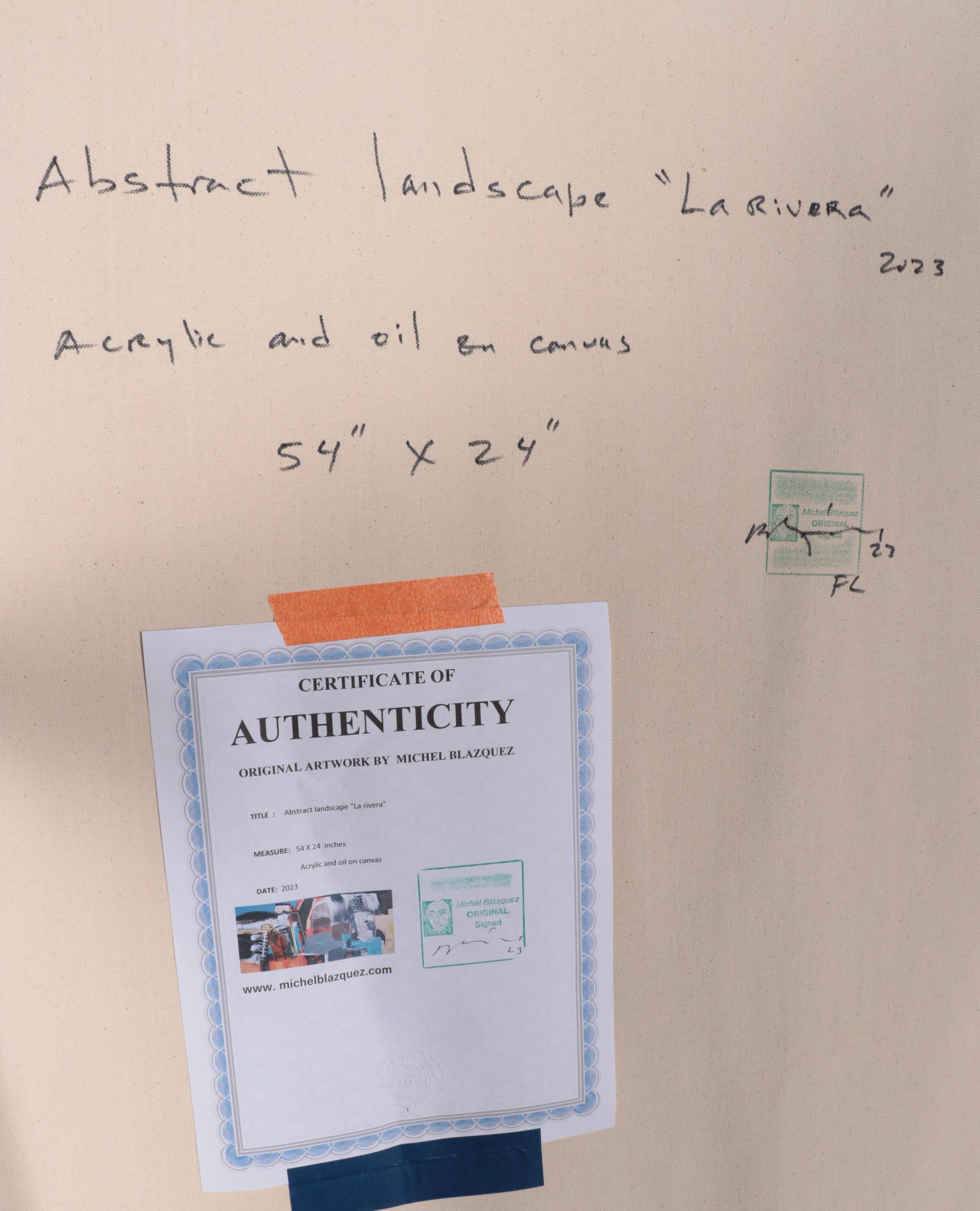 Michel Blázque Mixed Media Painting "Abstract Landscape 'La Rivera'," 2023