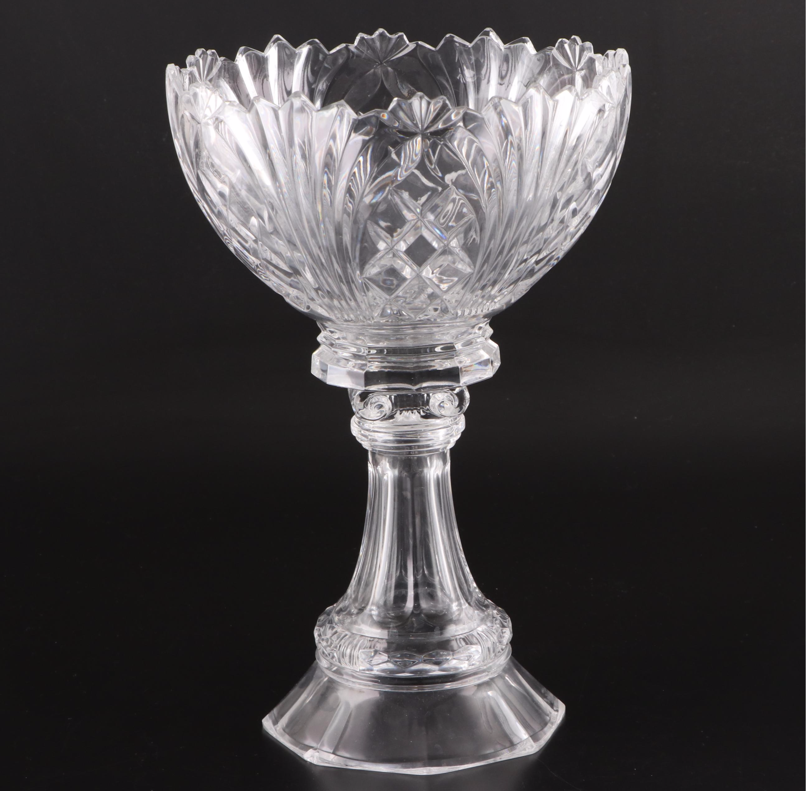 Crystal Glass Tableware Including Vase, Pedestal Bowl, Oblong Dish, Candy Dish