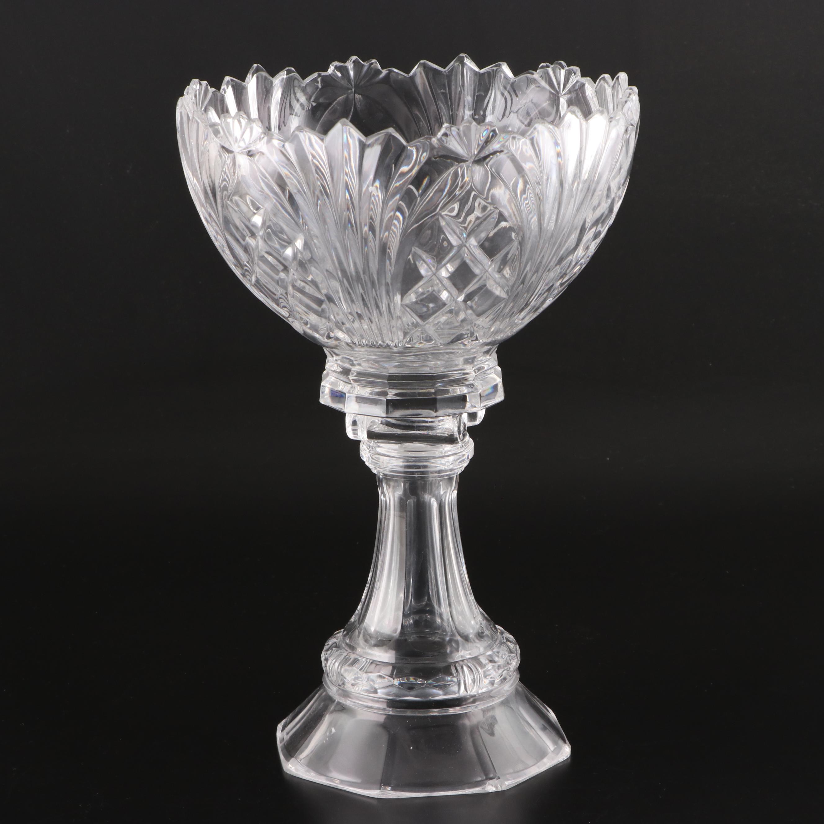 Crystal Glass Tableware Including Vase, Pedestal Bowl, Oblong Dish, Candy Dish
