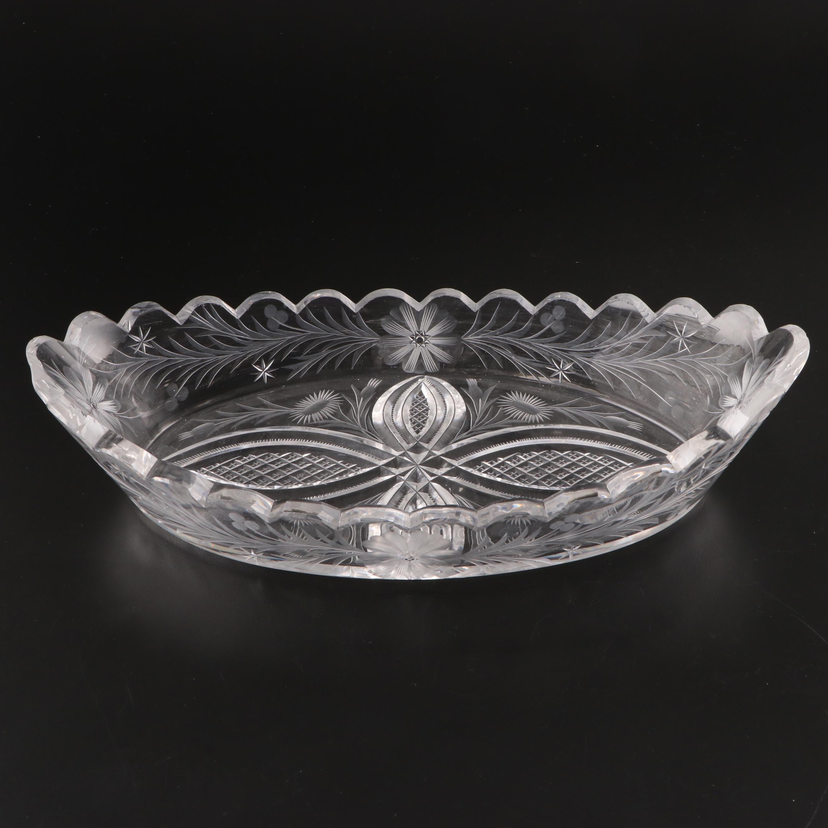 Crystal Glass Tableware Including Vase, Pedestal Bowl, Oblong Dish, Candy Dish