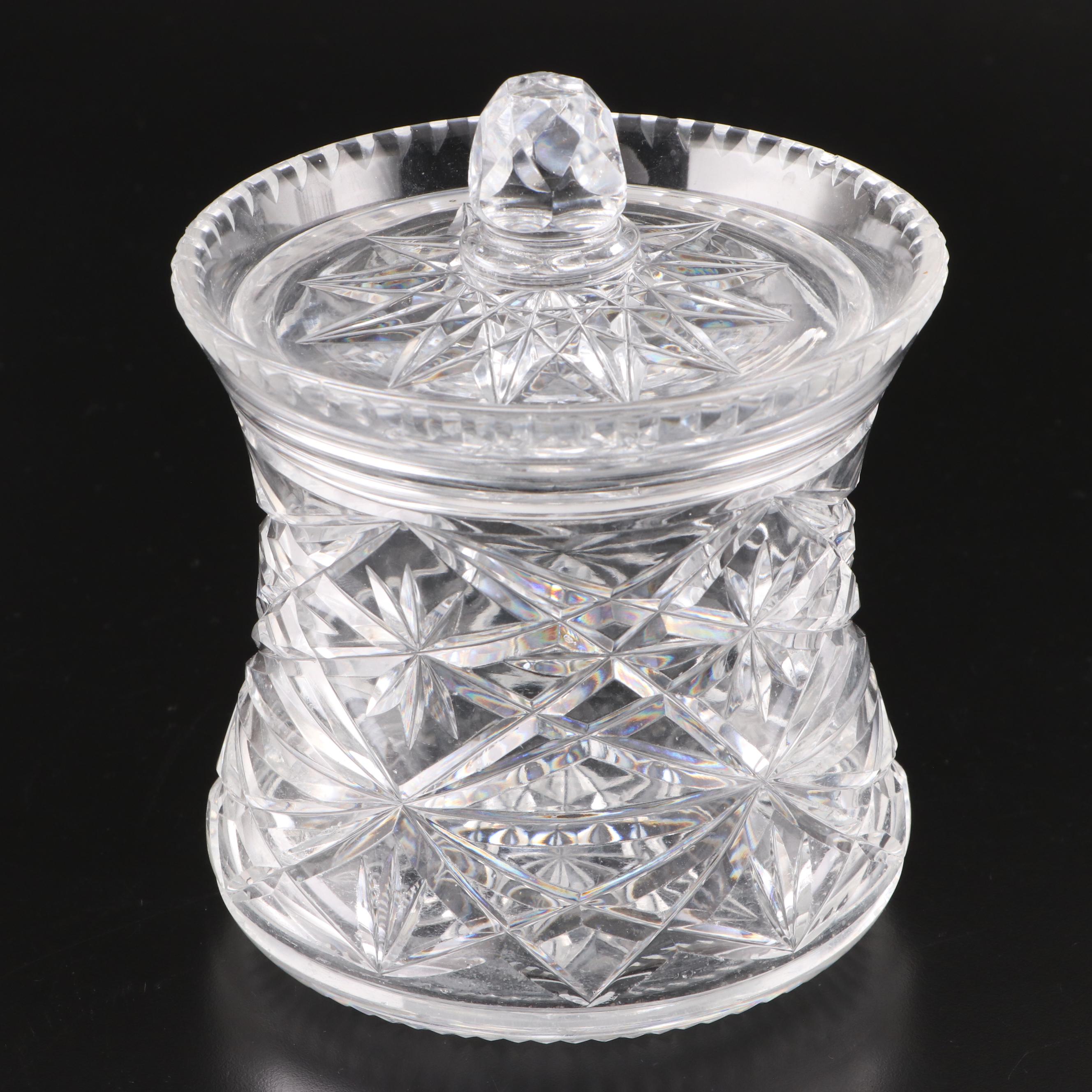 Crystal Glass Tableware Including Vase, Pedestal Bowl, Oblong Dish, Candy Dish