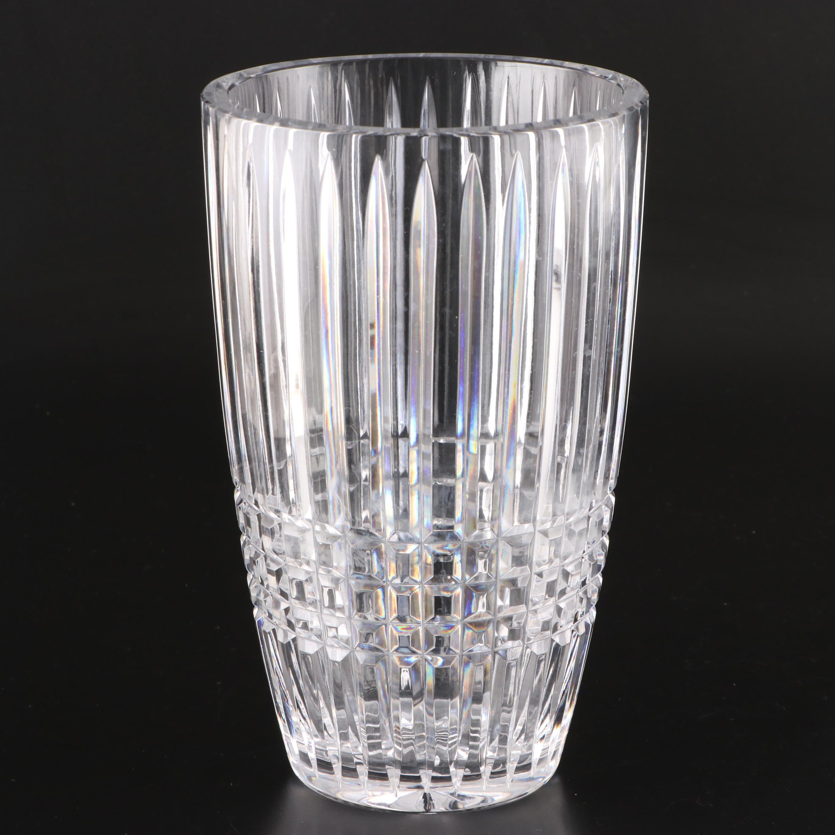 Crystal Glass Tableware Including Vase, Pedestal Bowl, Oblong Dish, Candy Dish