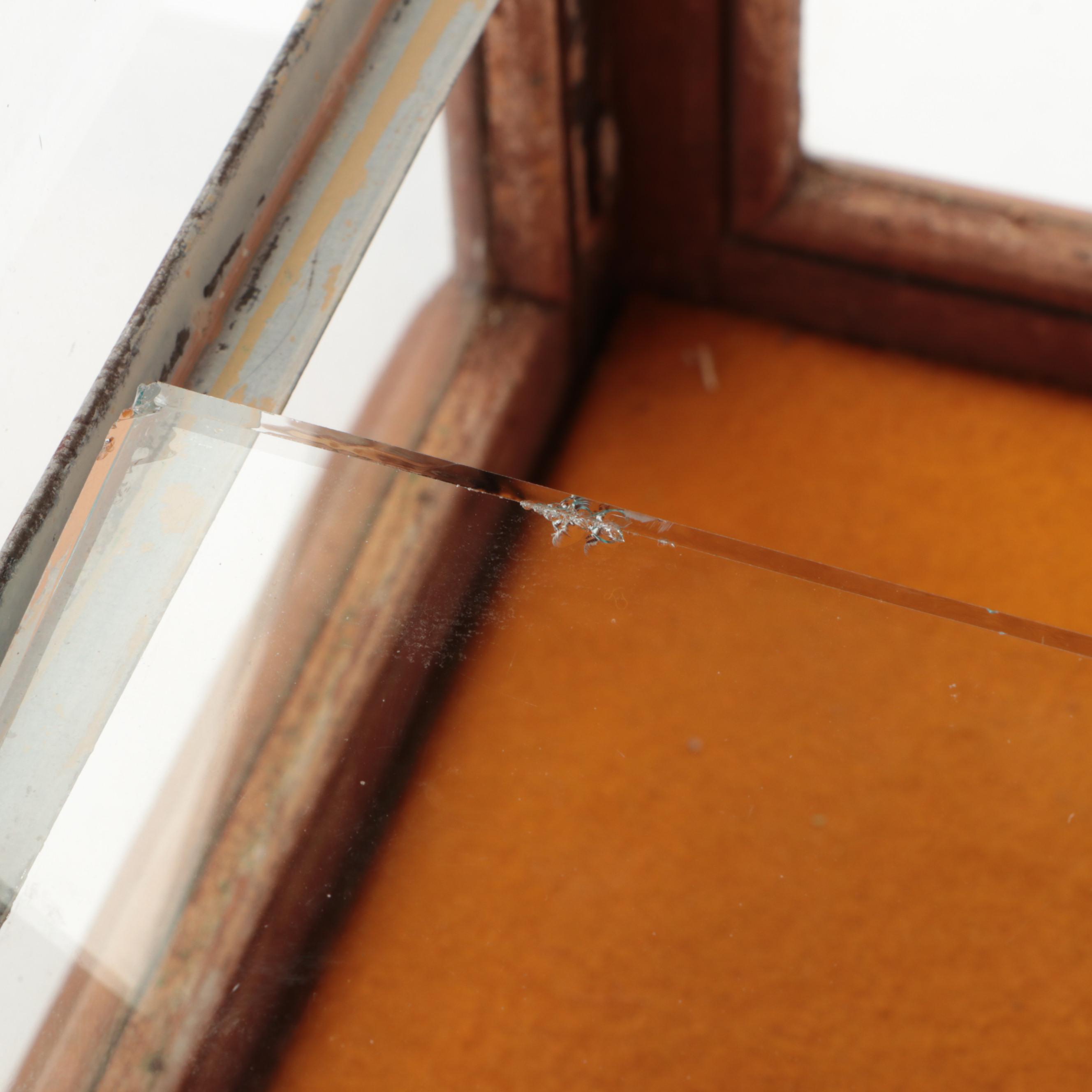 Wooden and Glass Desk Top Display Cabinet with Adjustable Shelf