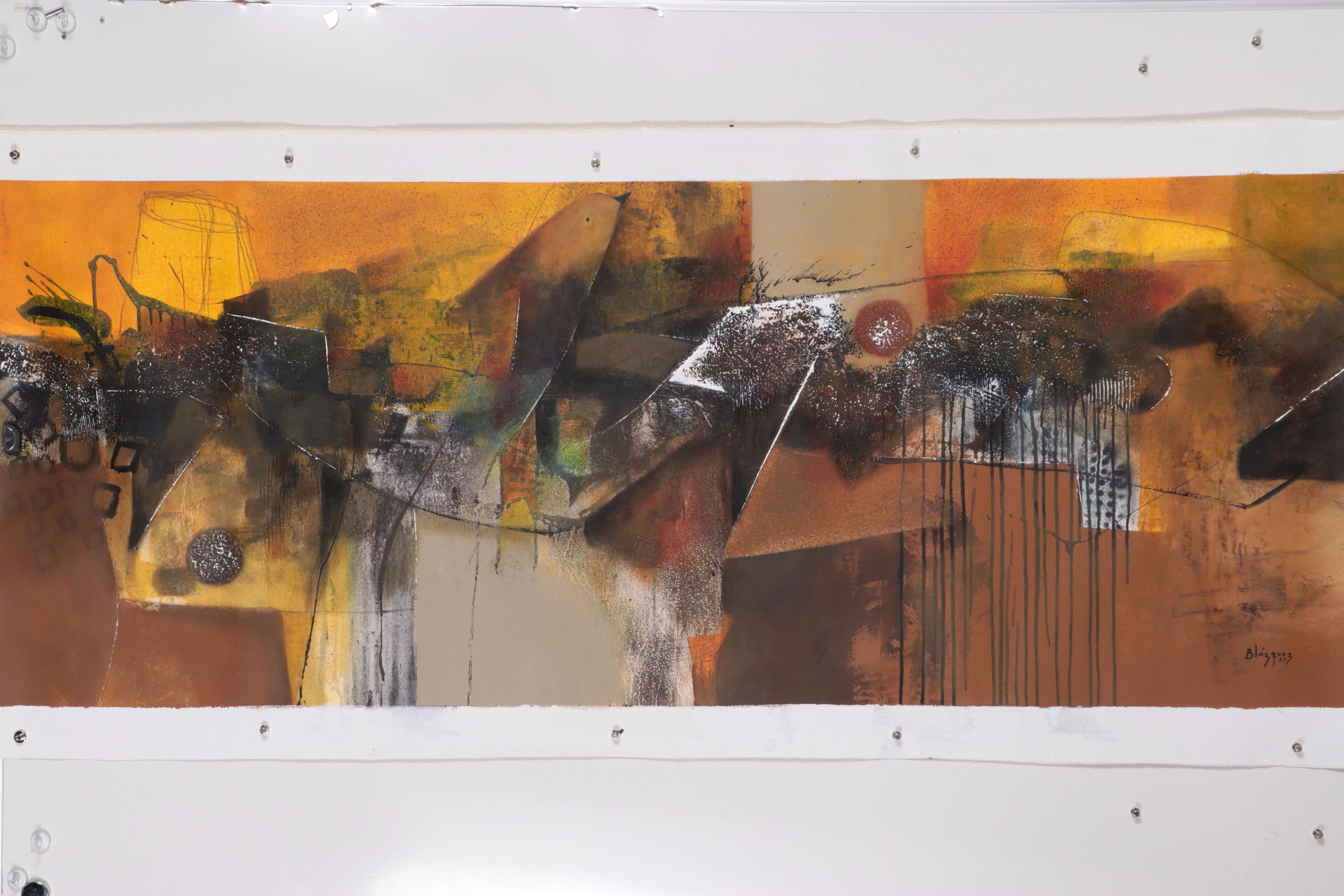 Michel Blázquez Mixed Media Painting "The Swallow and the Deer," 2023