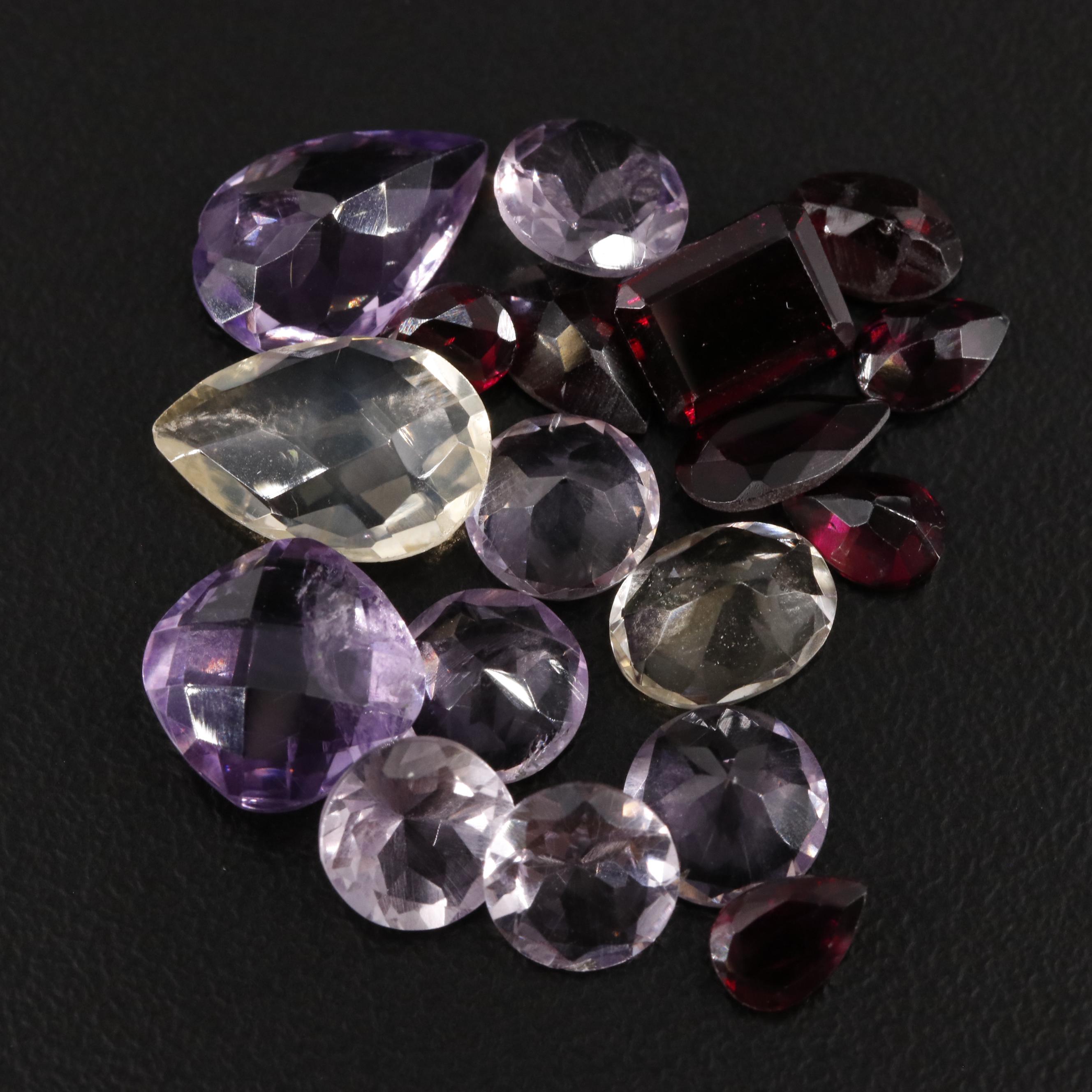 Loose 22.00 CTW Amethyst, Citrine, and Garnet Lot