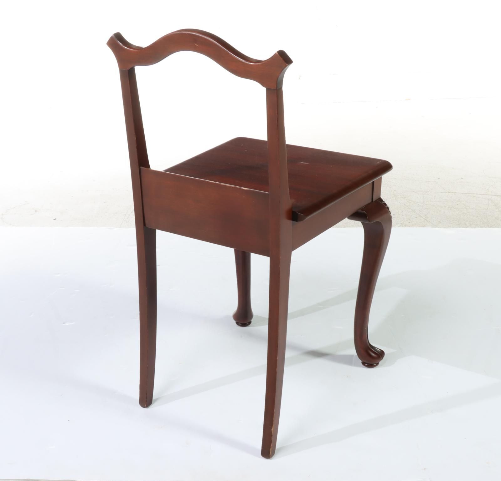 Queen Anne Style Mahogany Telephone Table and Chair