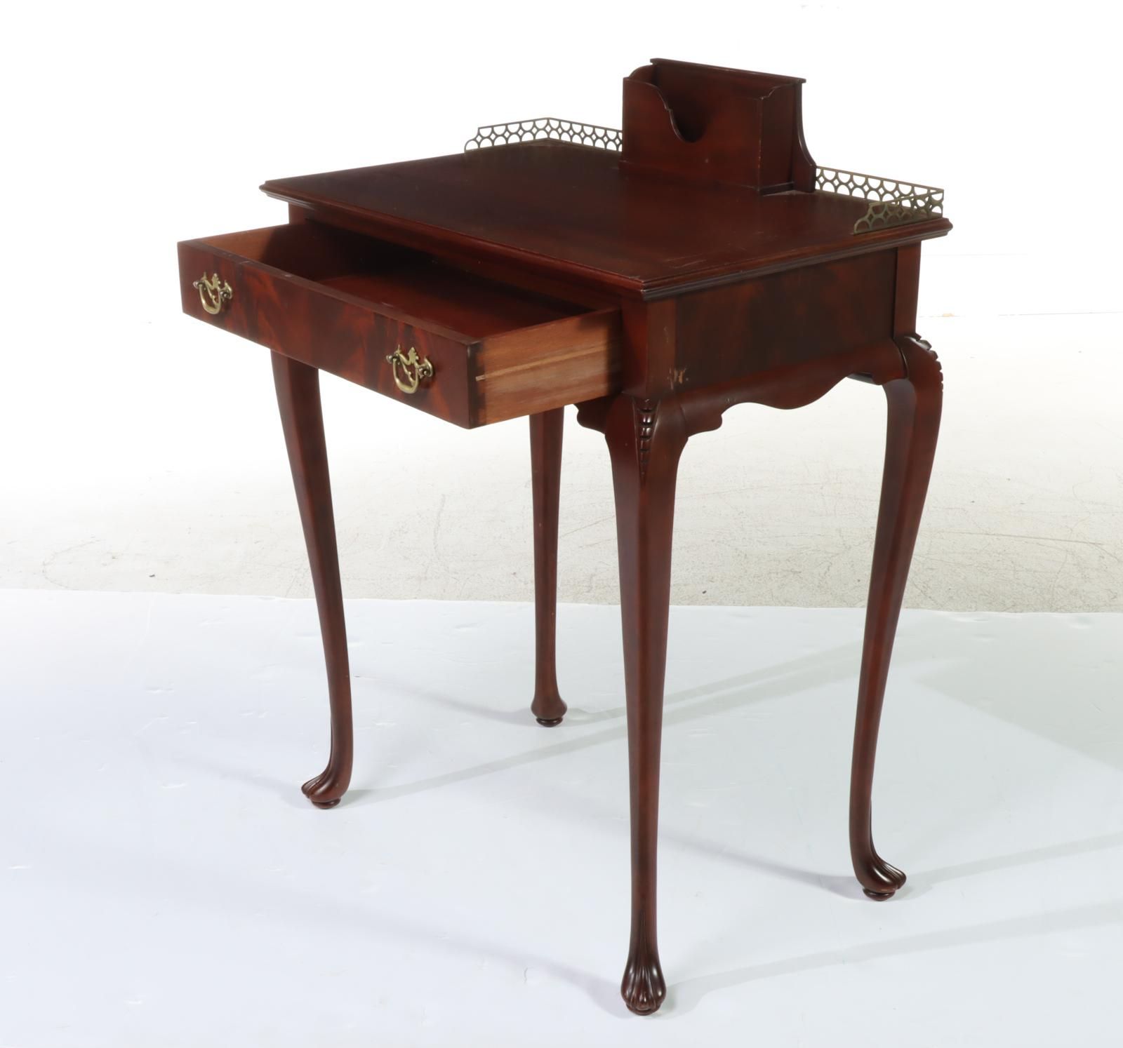 Queen Anne Style Mahogany Telephone Table and Chair