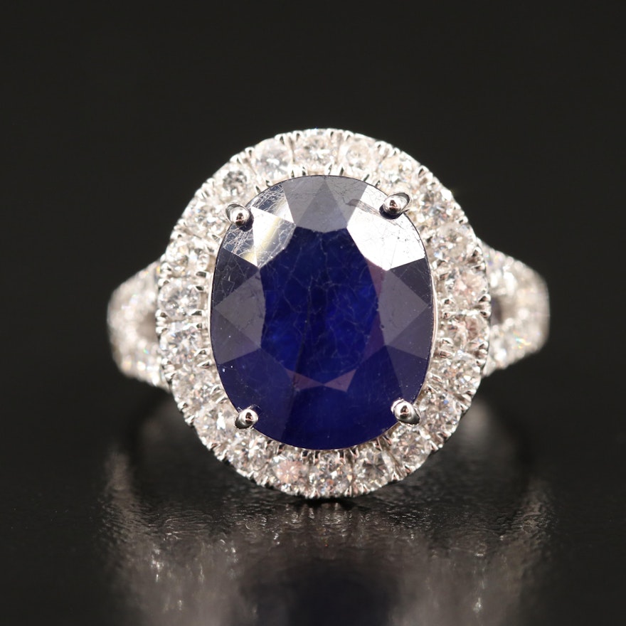 14K 6.24 CT Corundum and 1.17 CTW Diamond Ring