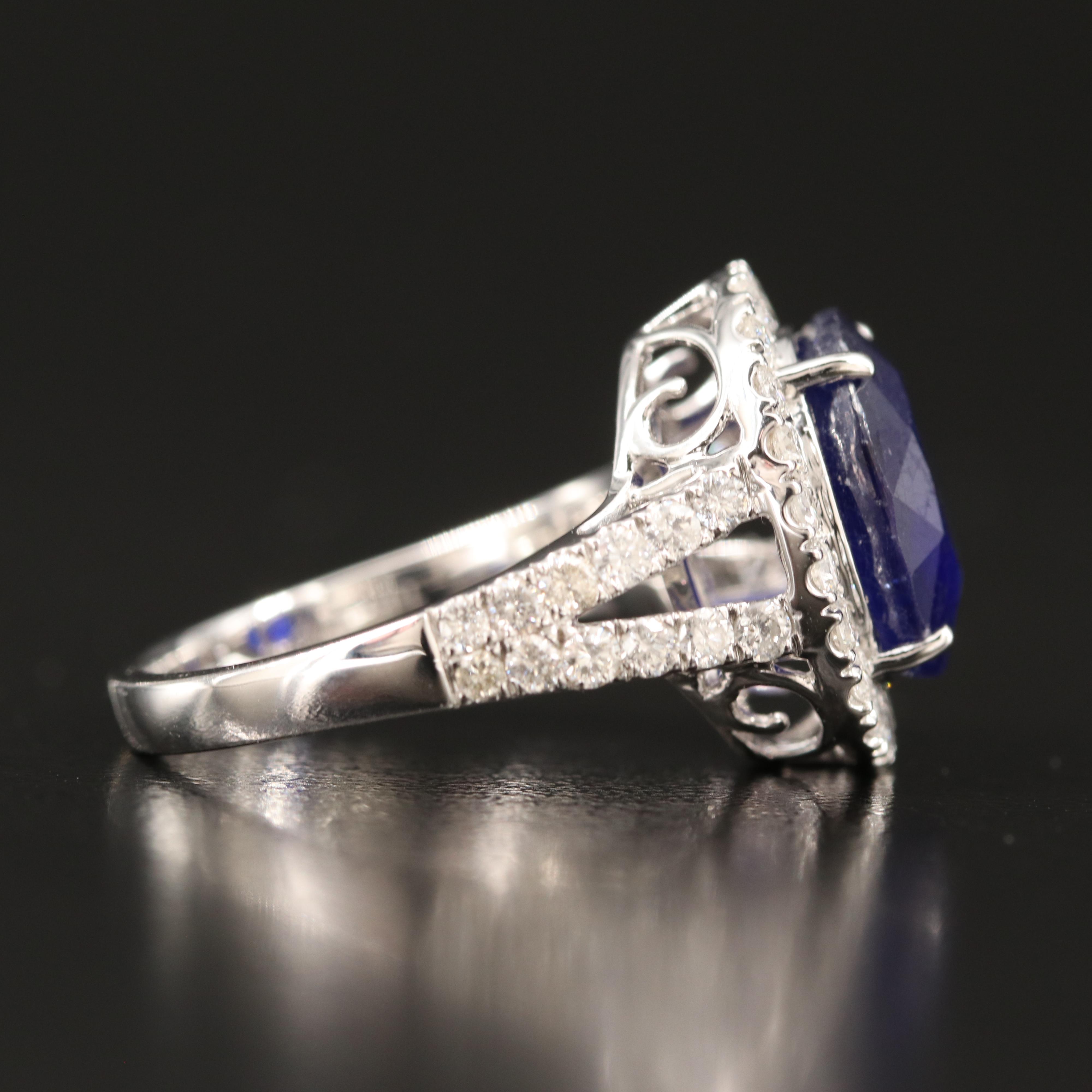 14K 6.24 CT Corundum and 1.17 CTW Diamond Ring