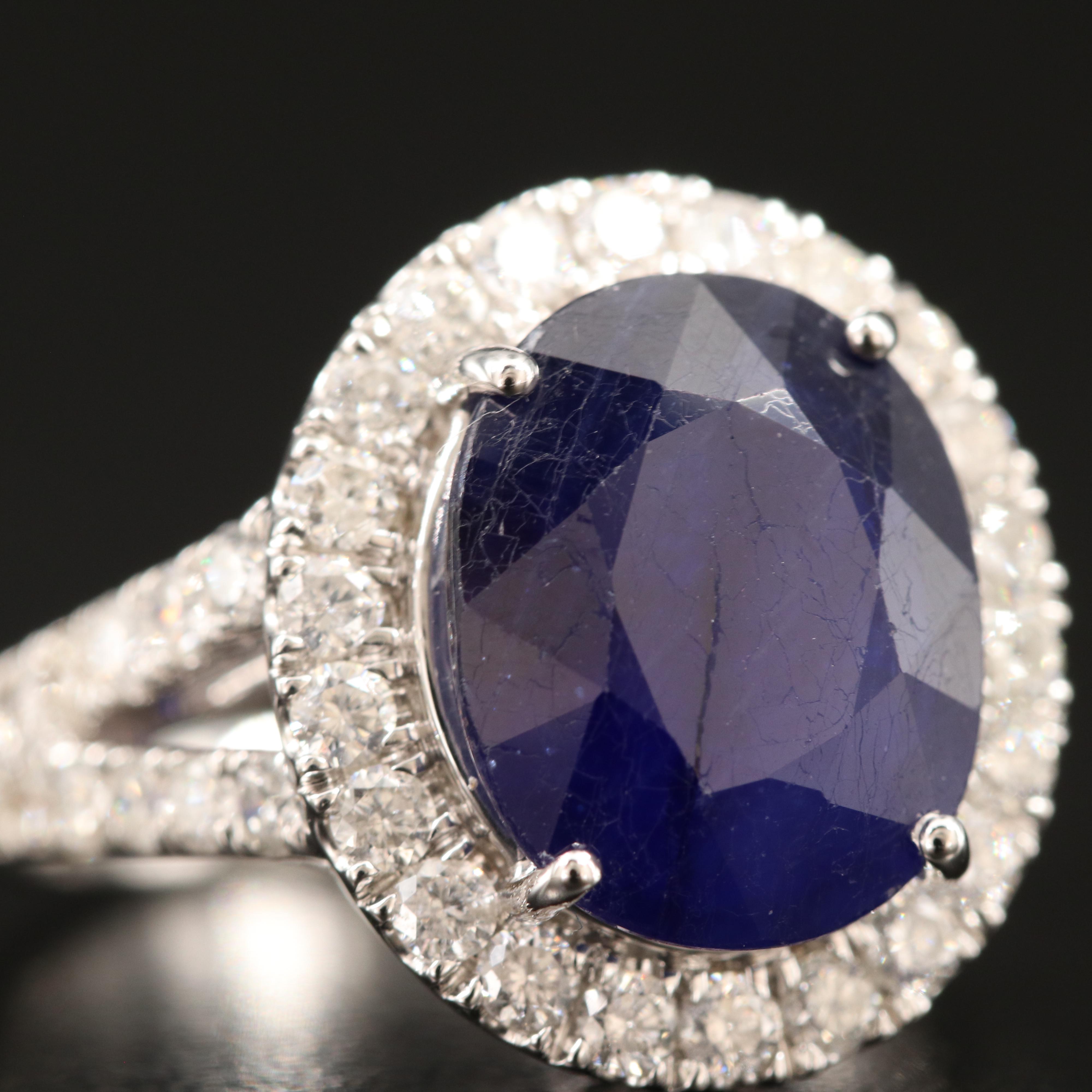 14K 6.24 CT Corundum and 1.17 CTW Diamond Ring