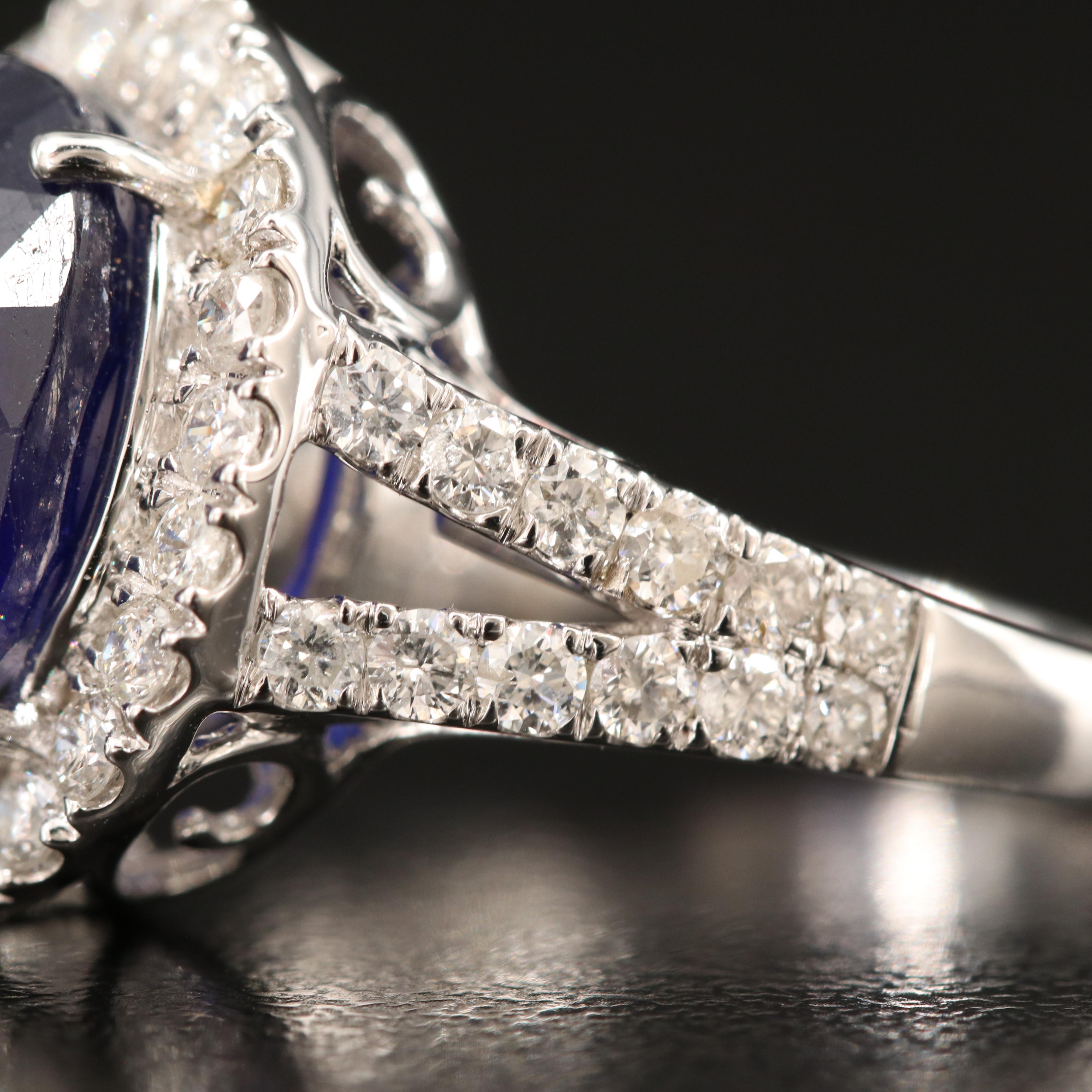 14K 6.24 CT Corundum and 1.17 CTW Diamond Ring